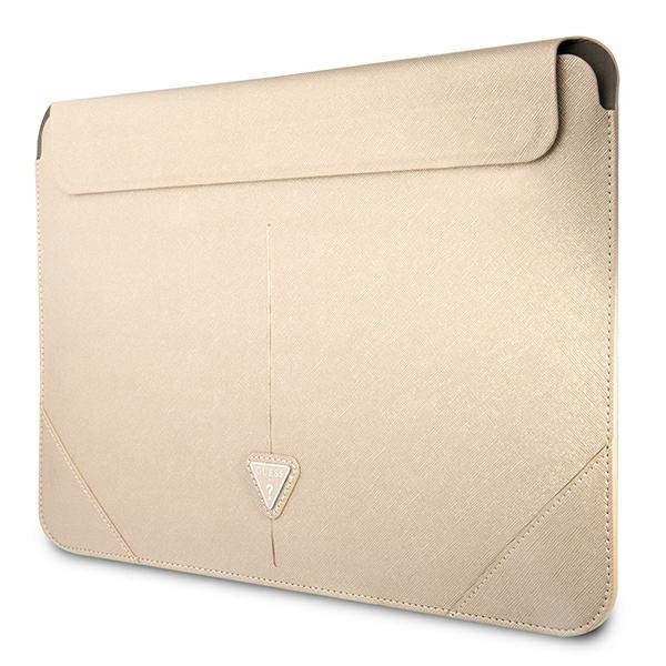 Guess Saffiano Triangle Logo Sleeve Puzdro na notebook 16" (béžové)