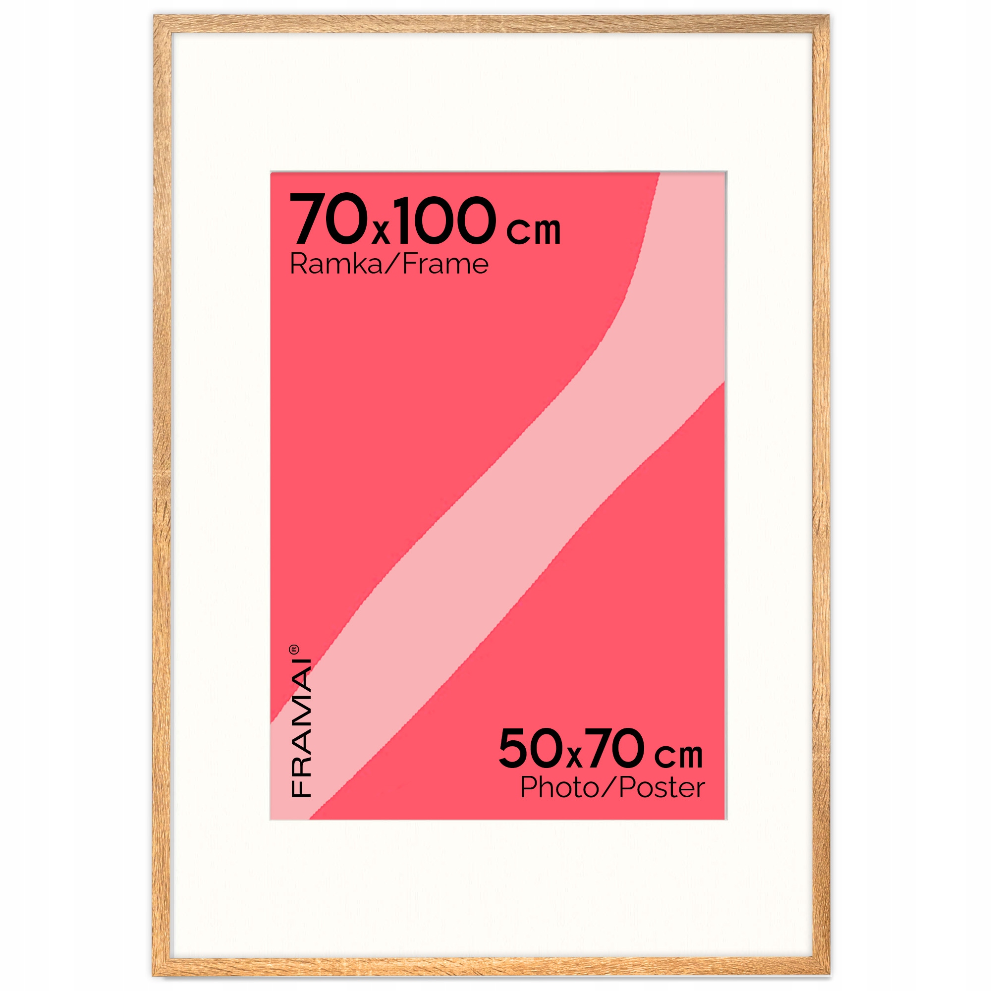 Brązowa ramka na zdjęcia 70x100 cm z passe partout (50x70)