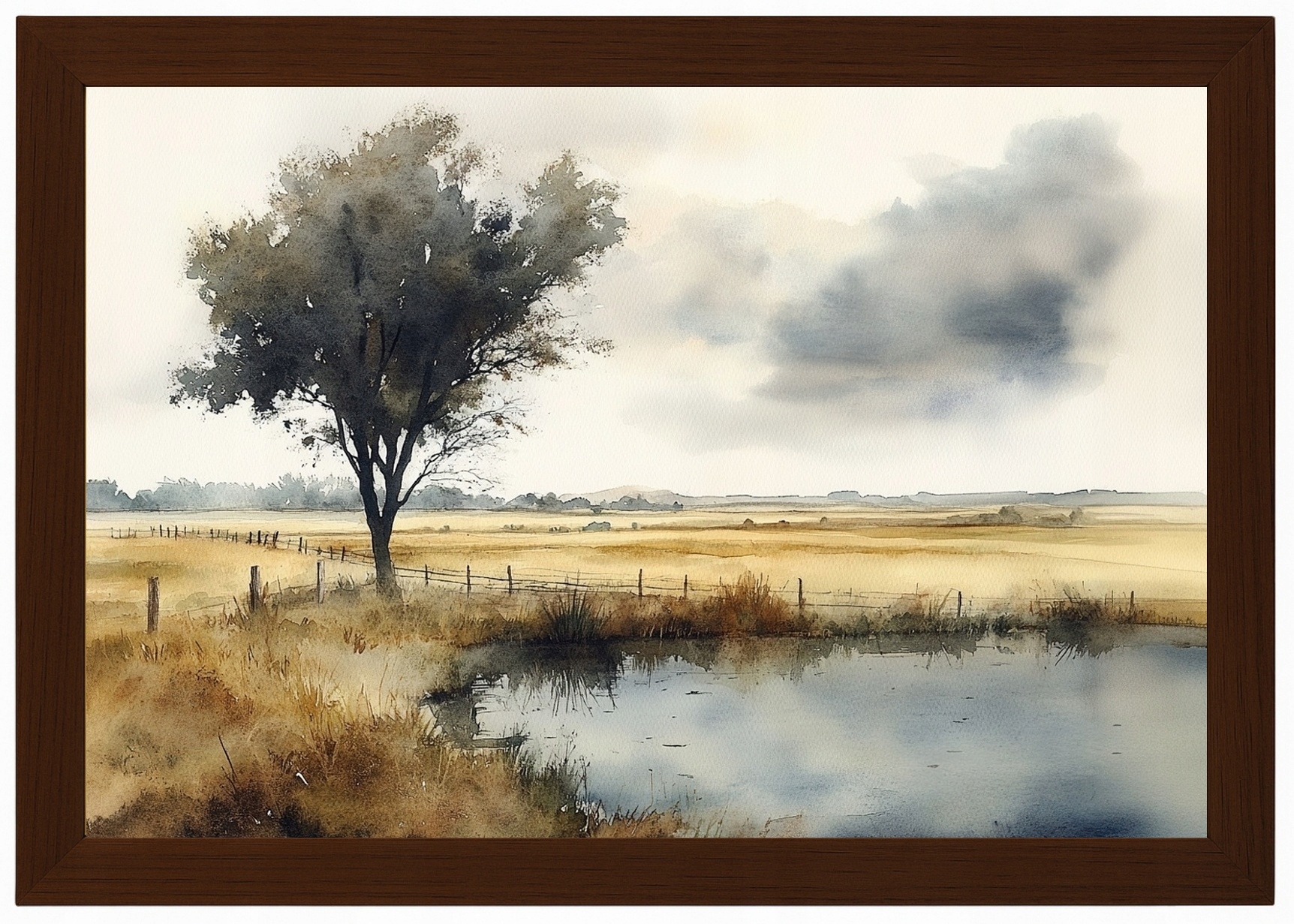 Plakát Rámeček Dřevo Krajina Venkov Obec Rovina Pole Vrba 60x40