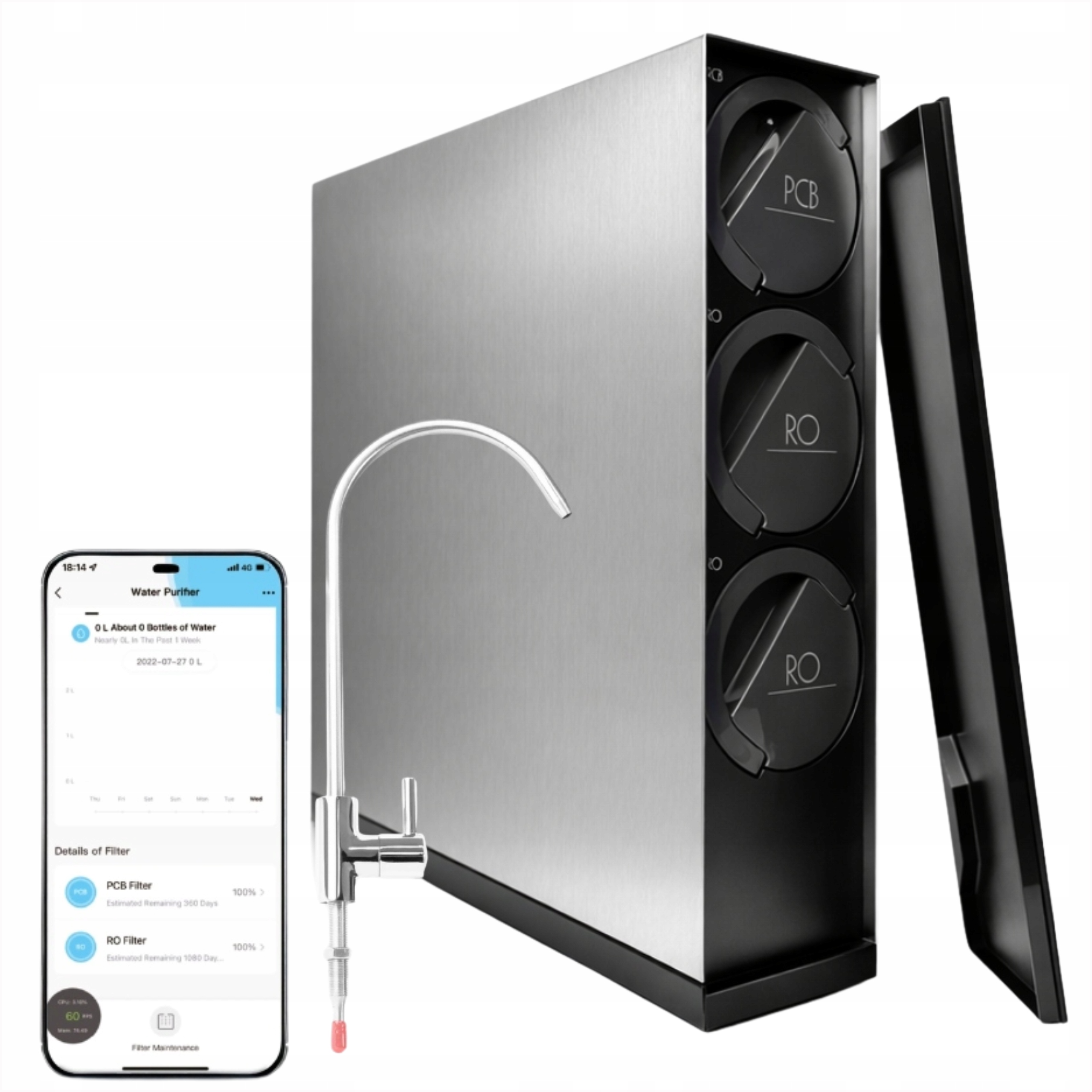 Filtr do Wody Bezzbiornikowy Odwrócona Osmoza Midea 600GPD z Wi-Fi Pod Zlew