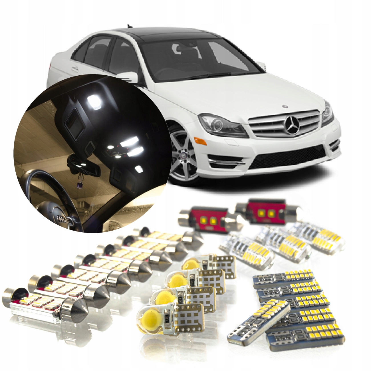 Mercedes C W204 Sedan Sada Led osvětlení interiéru! Vip
