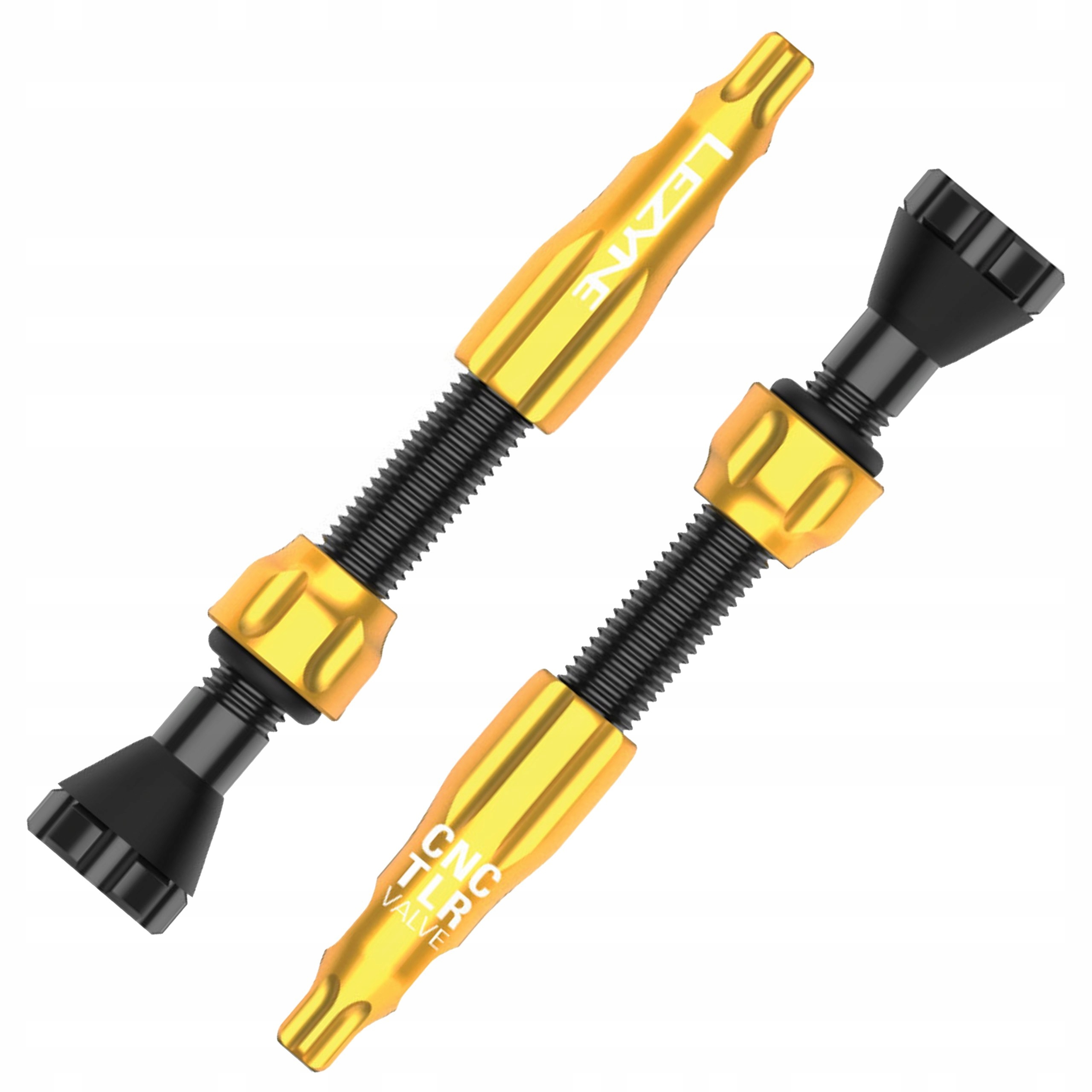 Zawory Tubeless Lezyne Cnc 44mm Złote Presta do Bezdętkowych Obręczy Klucz