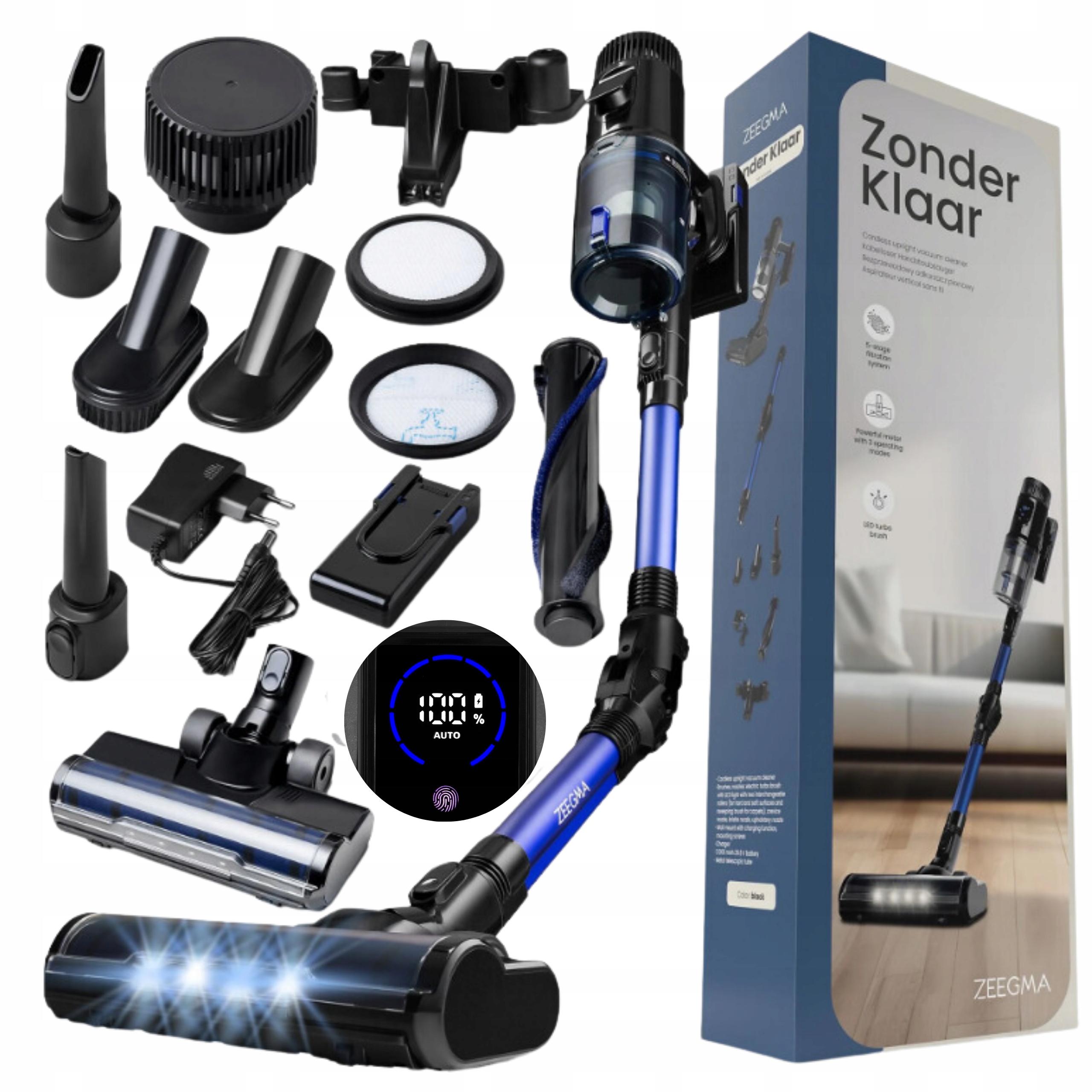 Odkurzacz Pionowy Bezprzewodowy Ręczny Bezworkowy do 60min Elektroszczotka