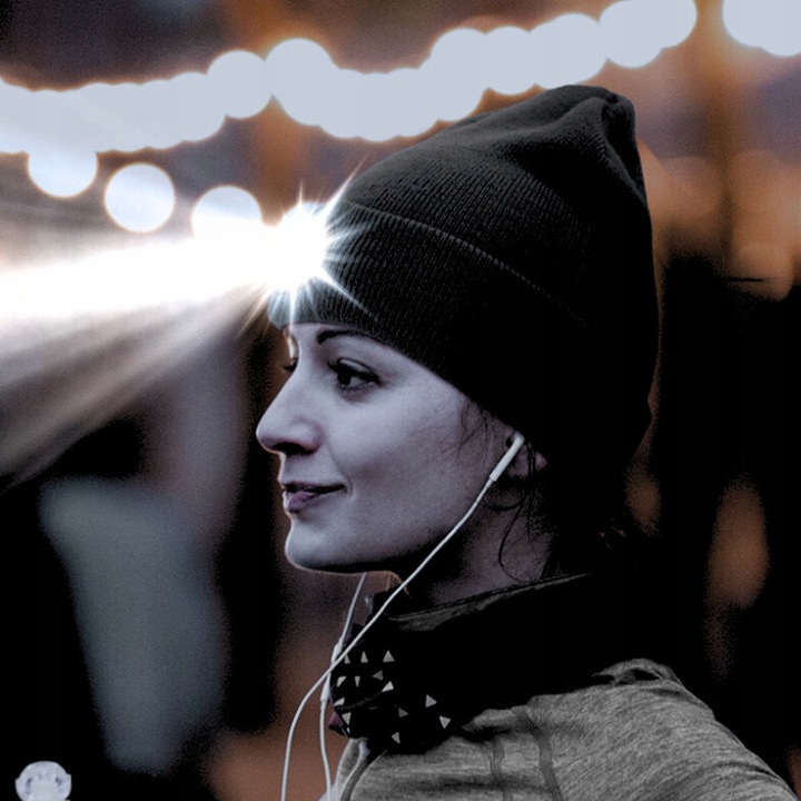 CZAPKA ZIMOWA MĘSKA CIEPŁA DAMSKA DWUWARSTWOWA SPORTOWA Z LATARKĄ LED USB Płeć uniseks