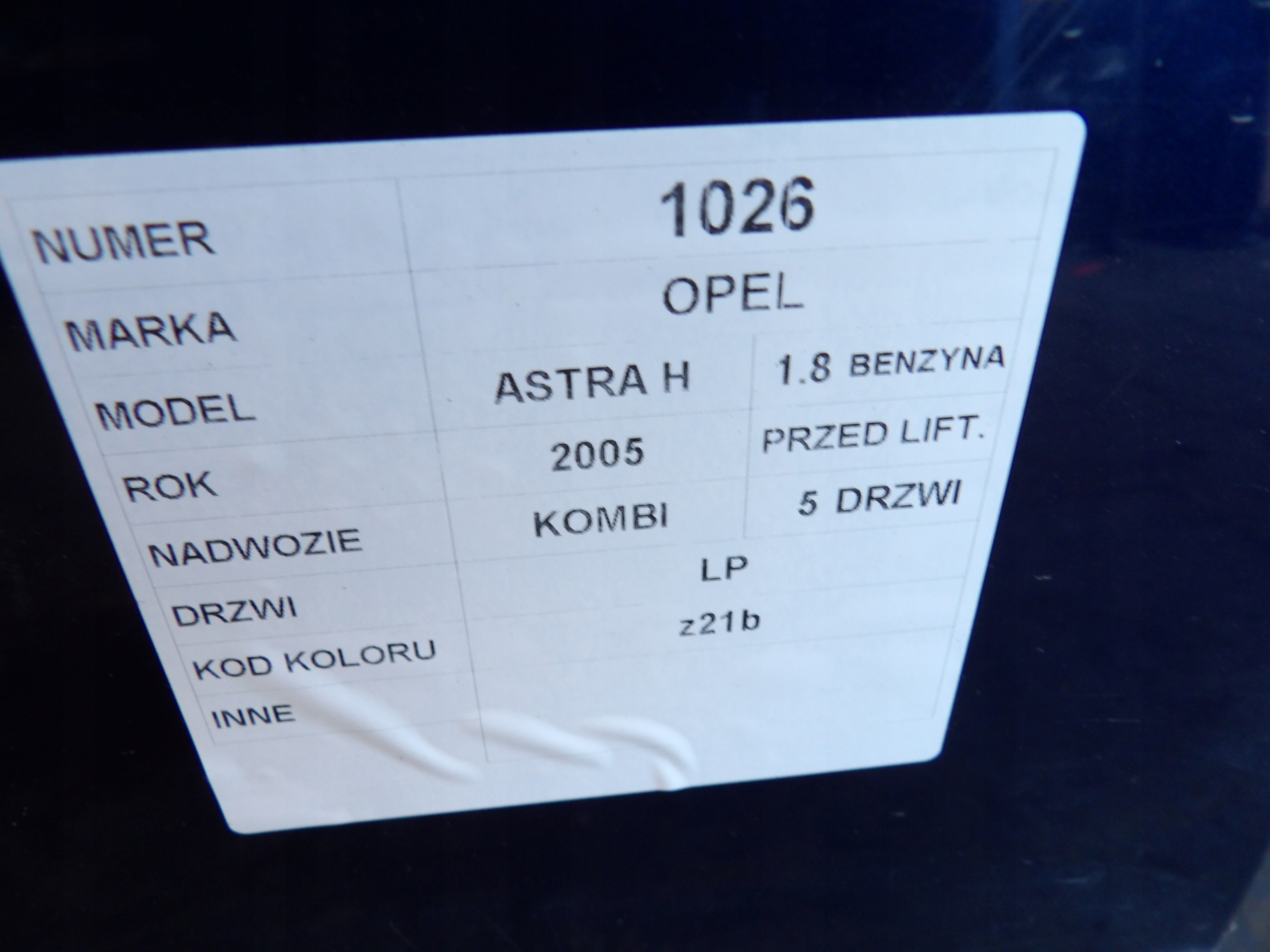 Opel Astra H door front left lak. Z21B kombi