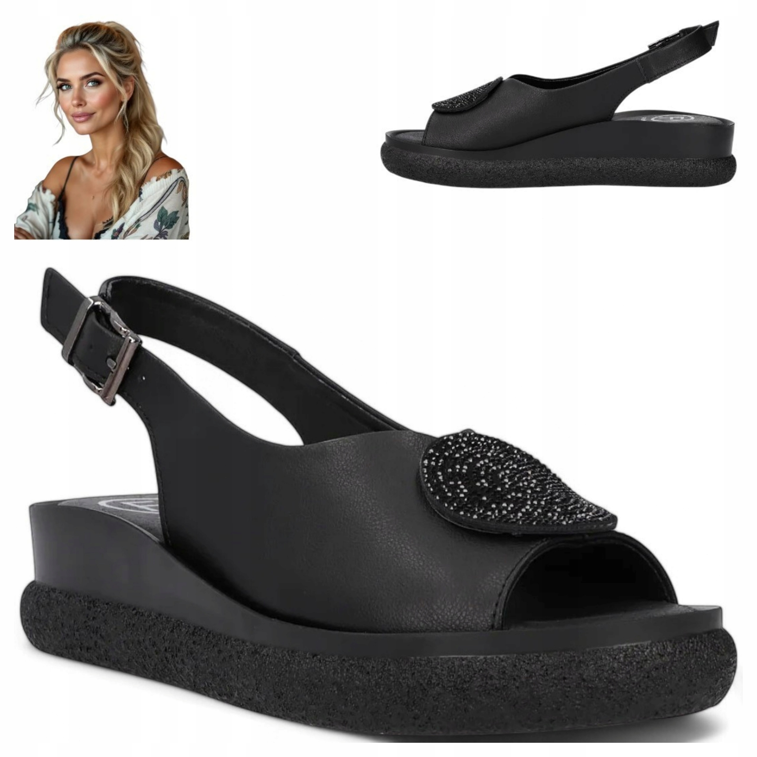 Dámské kožené sandály 36 Filippo na platformě Elegantní, pohodlné, černé