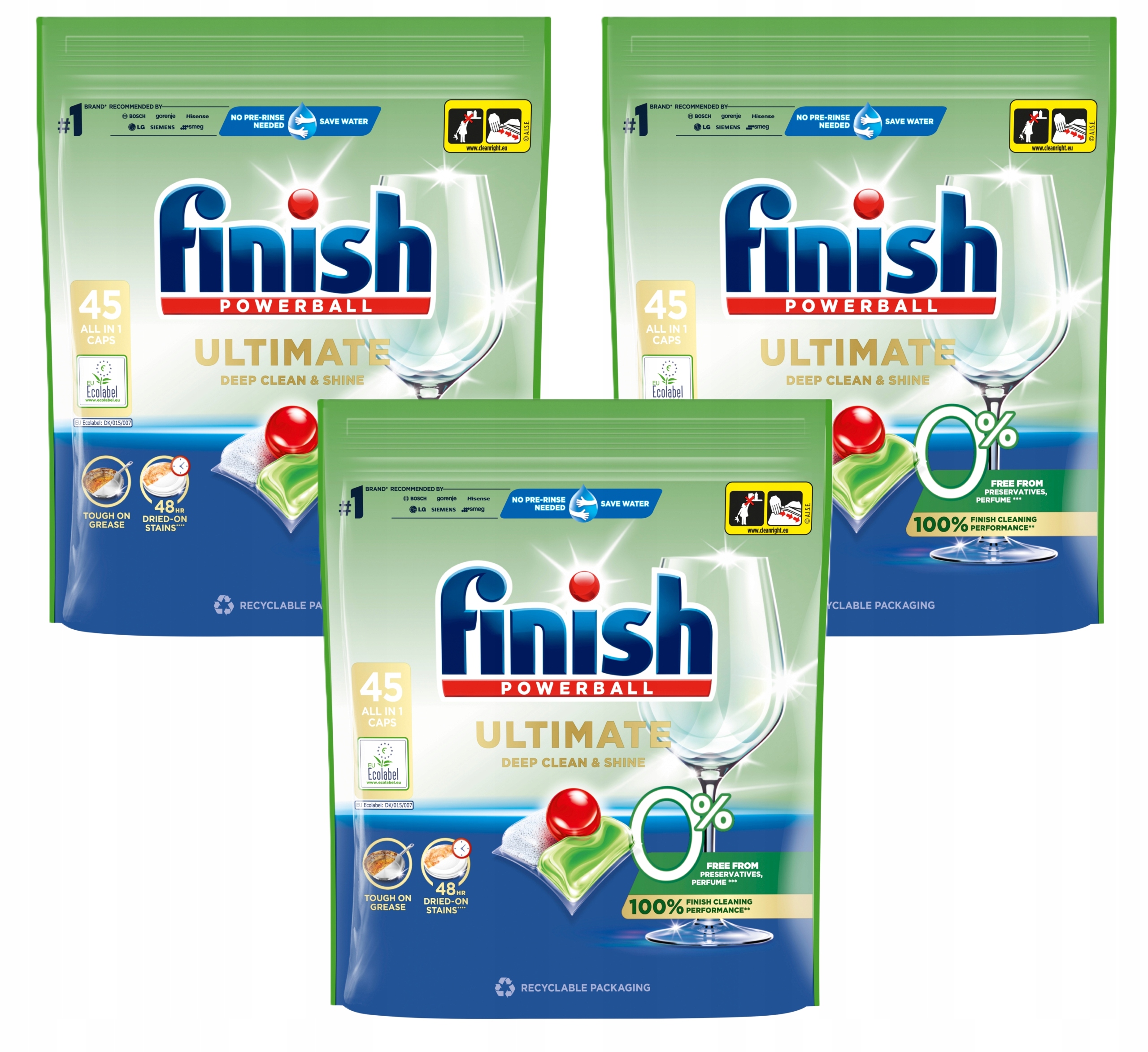Finish Kapsułki do zmywarki Ultimate Eco 0% 3x45szt. (135szt.)