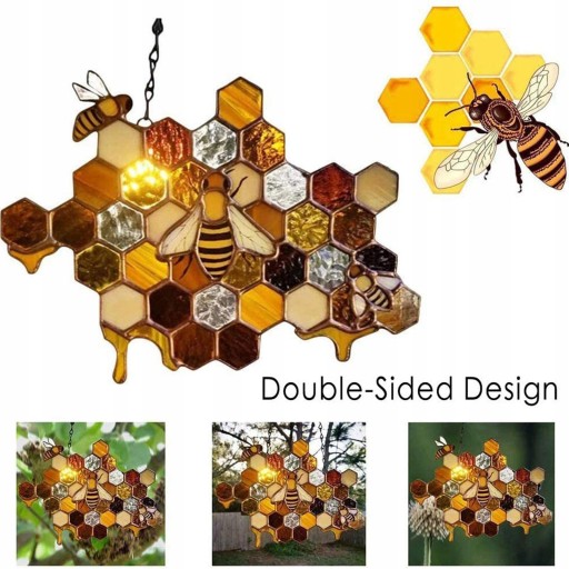 Wysoki witraż Suncatcher Bee Window Panel Marka inna