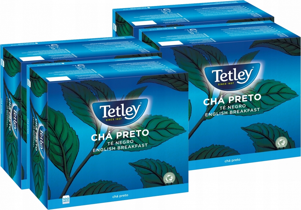 Herbata czarna w torebkach Tetley English Breakfast, 100 sztuk x 1.5g x4