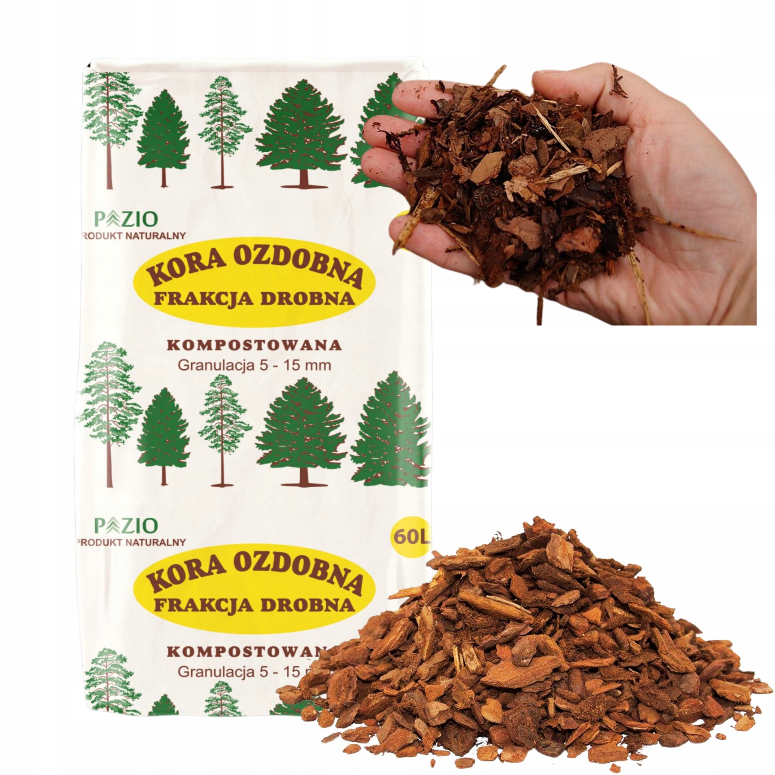 Borovicová Kůra Jemná 5-15 mm 60 L Kompostovaná Zahradní Prosévaná Tříděná