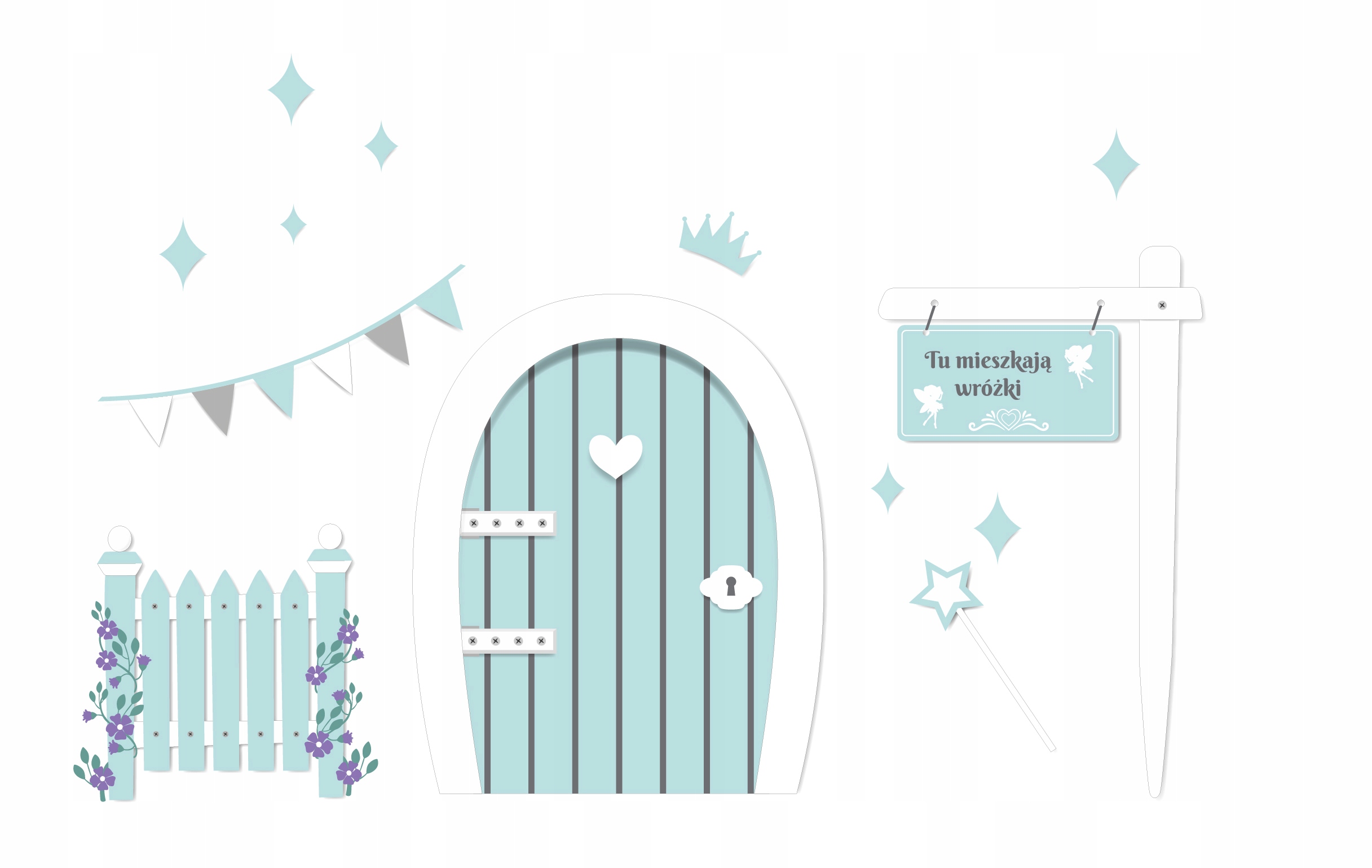 

Naklejki ścienne Drzwi Wróżki miniaturowe turkus