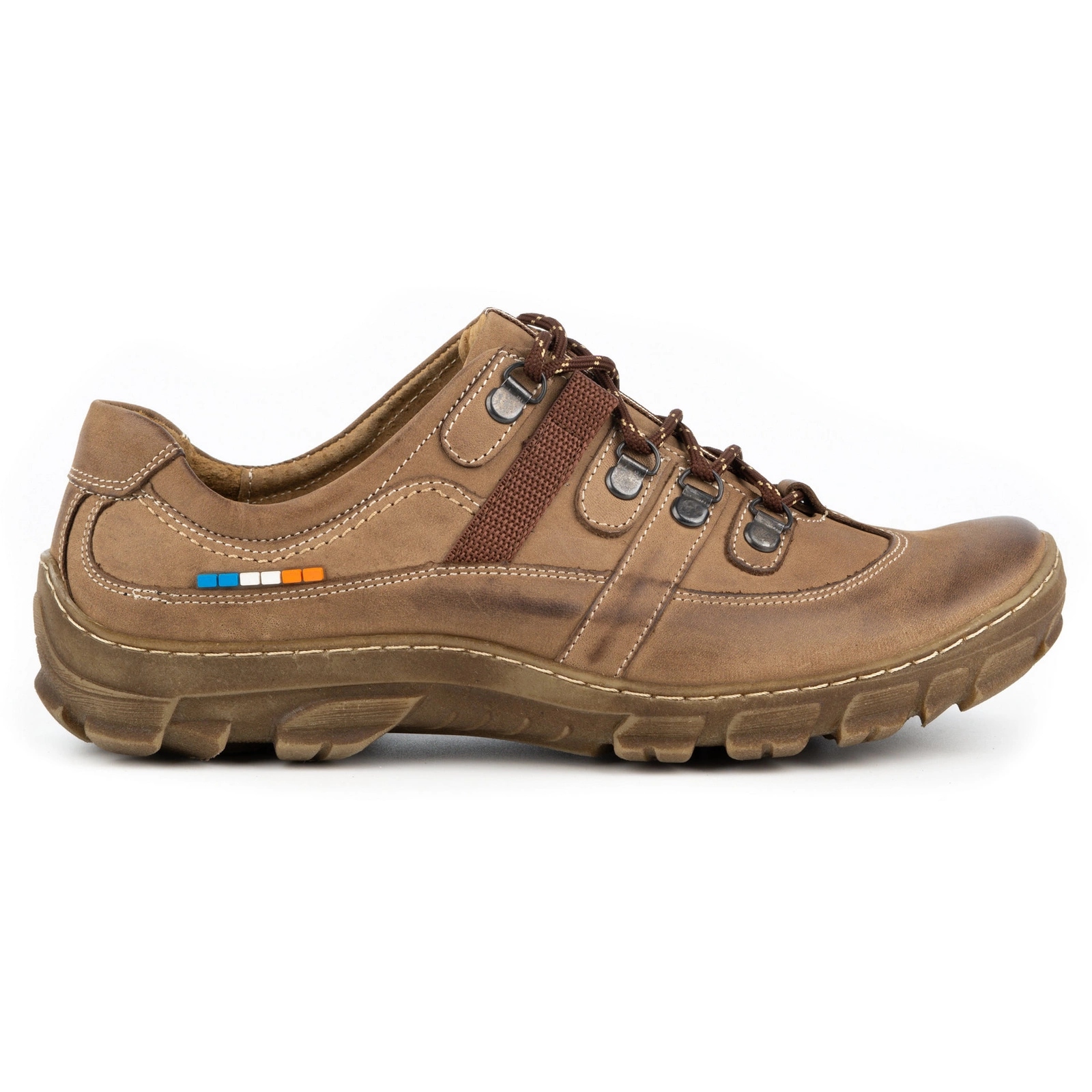 Pánské kožené šněrovací trekové boty Polské 213GT hnědé 44