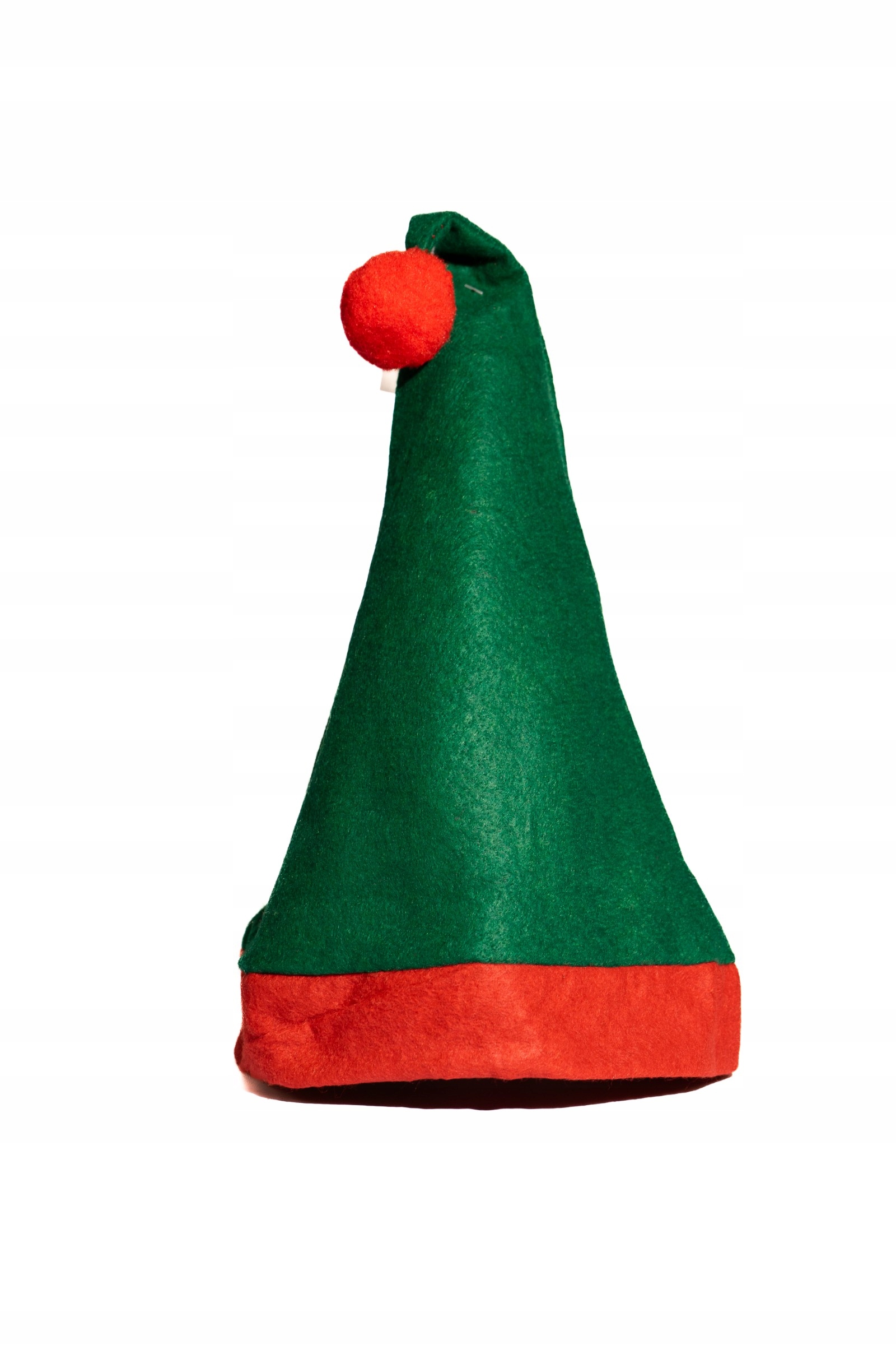 Czapka Elfa Skrzata ZIELONA z bąbelkiem KRASNOLUDEK 38 cm