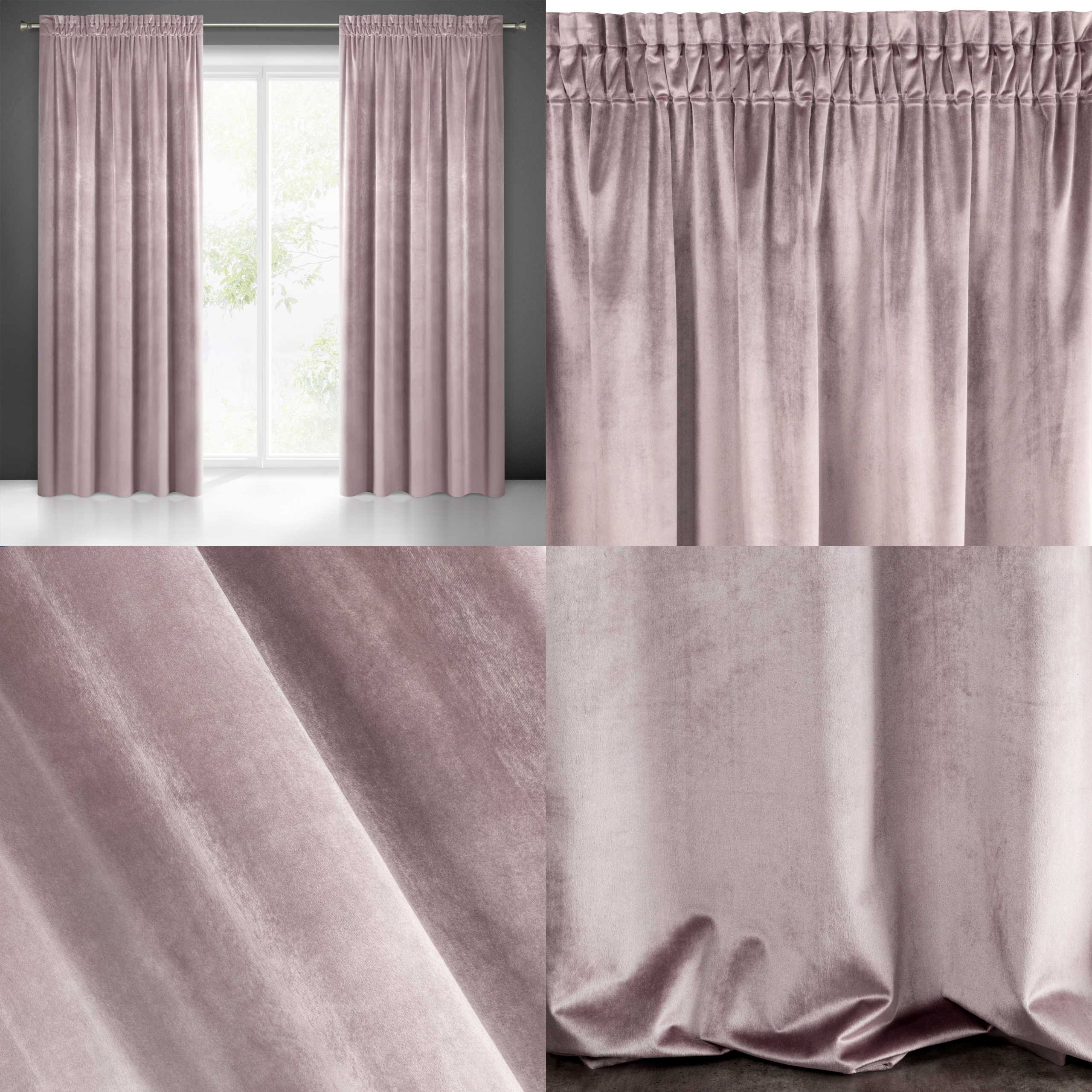 GOTOWE ZASŁONY NA ŻABKI TAŚMIE EUROFIRANY WELUR Wysokość produktu 270 cm