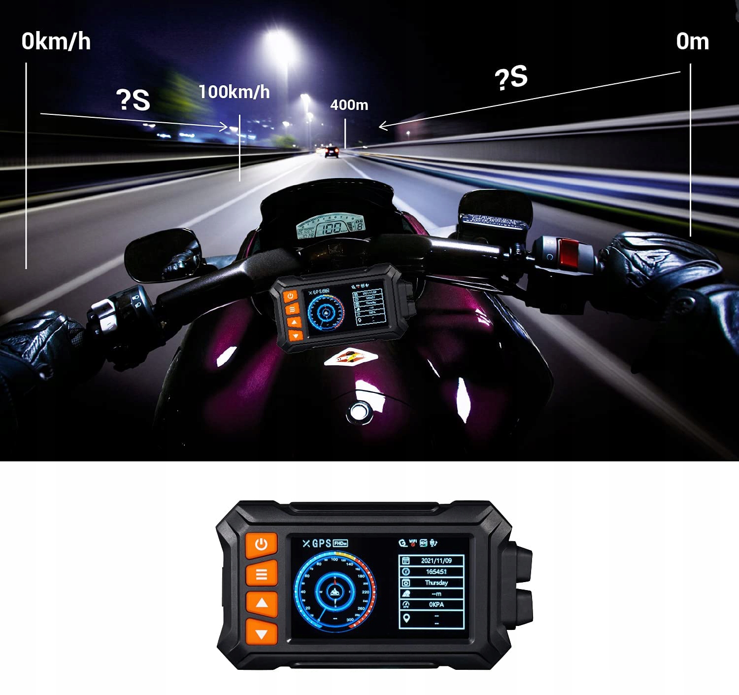 REJESTRATOR MOTOCYKLOWY 60 FPS 2 KAMERY SONY Model SONY GPS WIFI STABILIZACJA OBRAZU