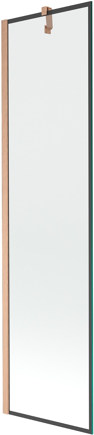 Mexen Next vanová zástěna, 1-křídlá 50 x 150 cm, černý vzor, kartáčovaná mě