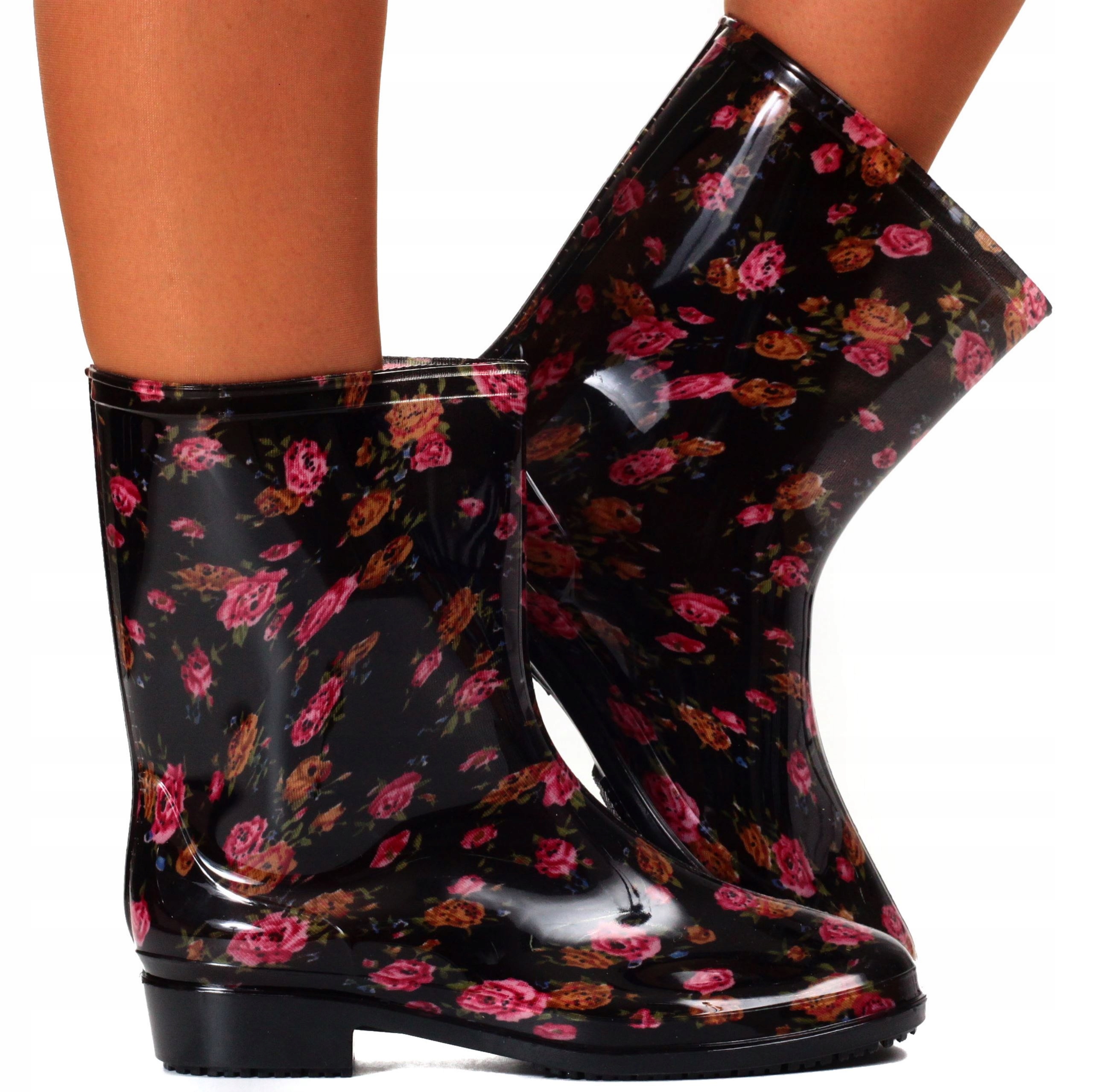 KALOSZE DAMKSIE ELEGANCKIE GUMIAKI WYSOKIE LEKKIE Wysokość za kostkę