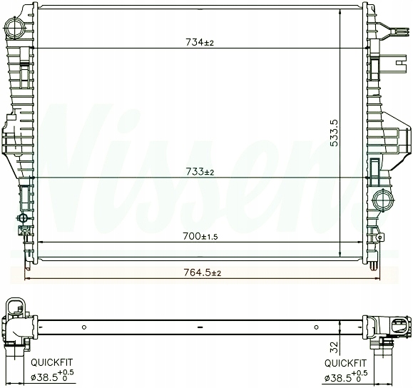 VW TOUAREG 2014-2017 CHŁODNICA HYBRID 7P0121253A