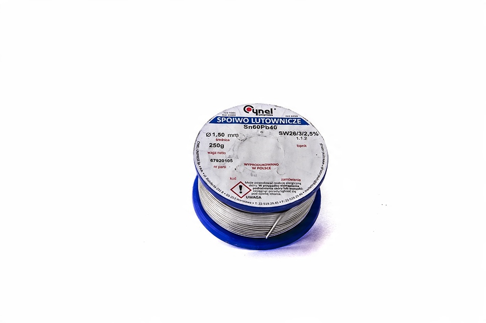 

Cyna Spoiwo Lutownicze Cynel Sn60Pb40 250g 1,5mm