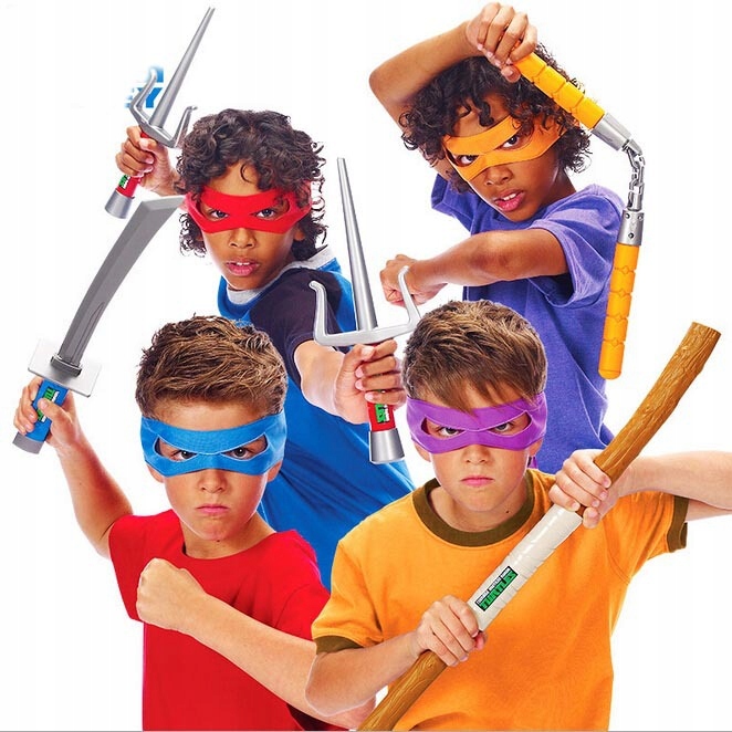 WOJOWNICZE ŻÓŁWIE NINJA LEONARDO STRÓJ SKORUPA BANDAŻ RZUTKI MIECZ Kolor dominujący niebieski