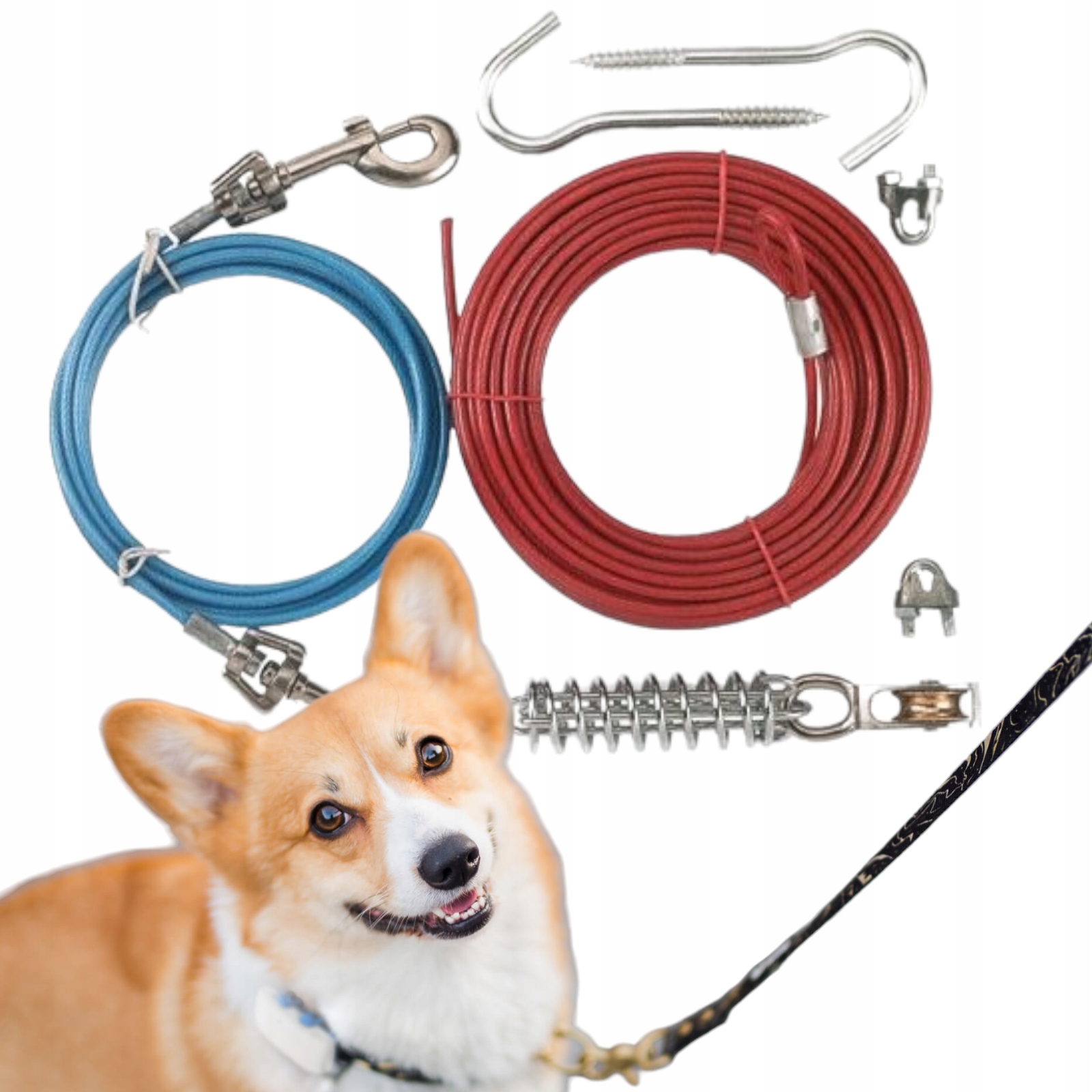 Levně Výběhová sada pro psa, lanko s tlumičem, Kerbl