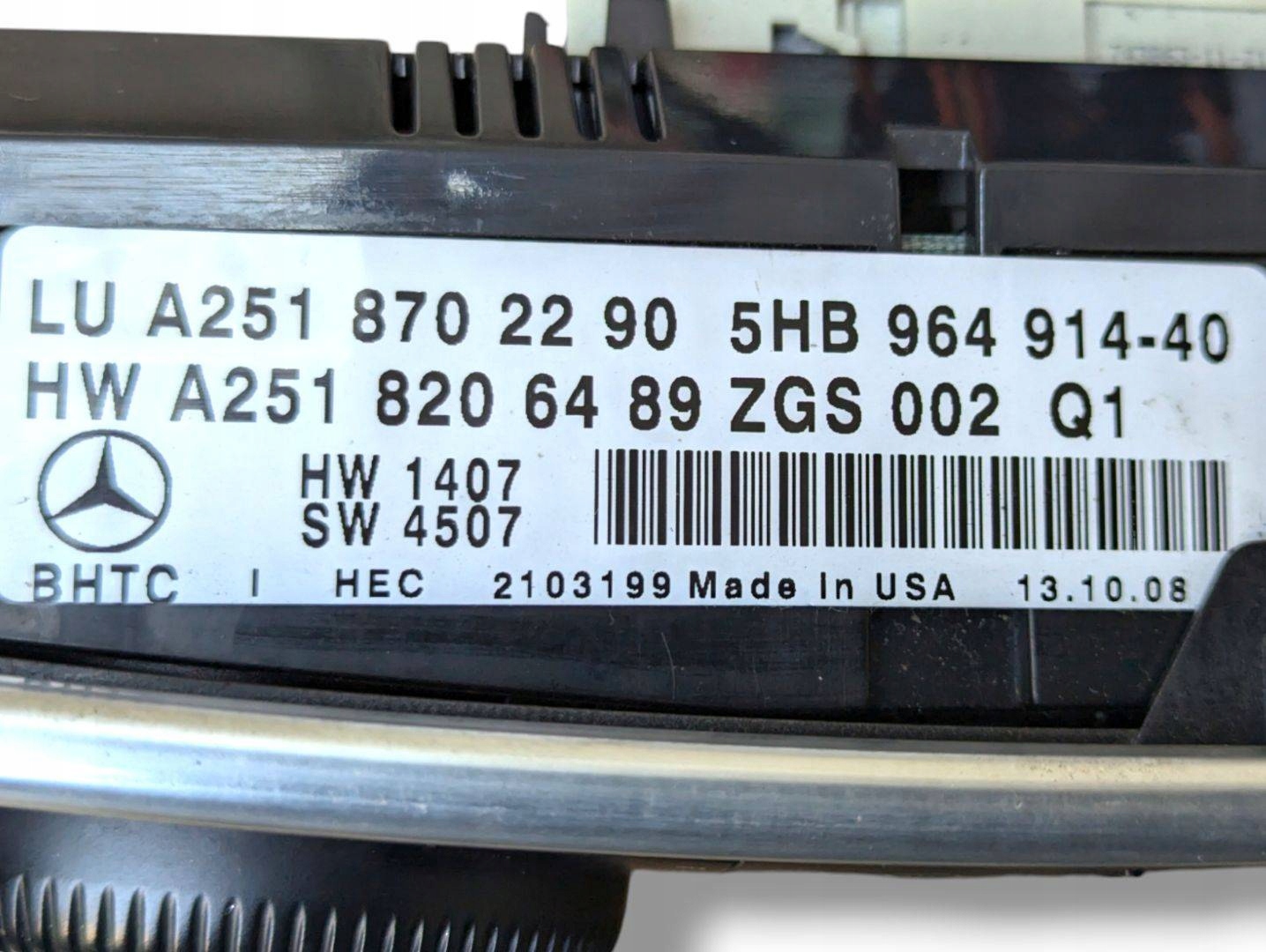 vezérlö panel a klímának Mercedes-Benz M W164 facelift 2008