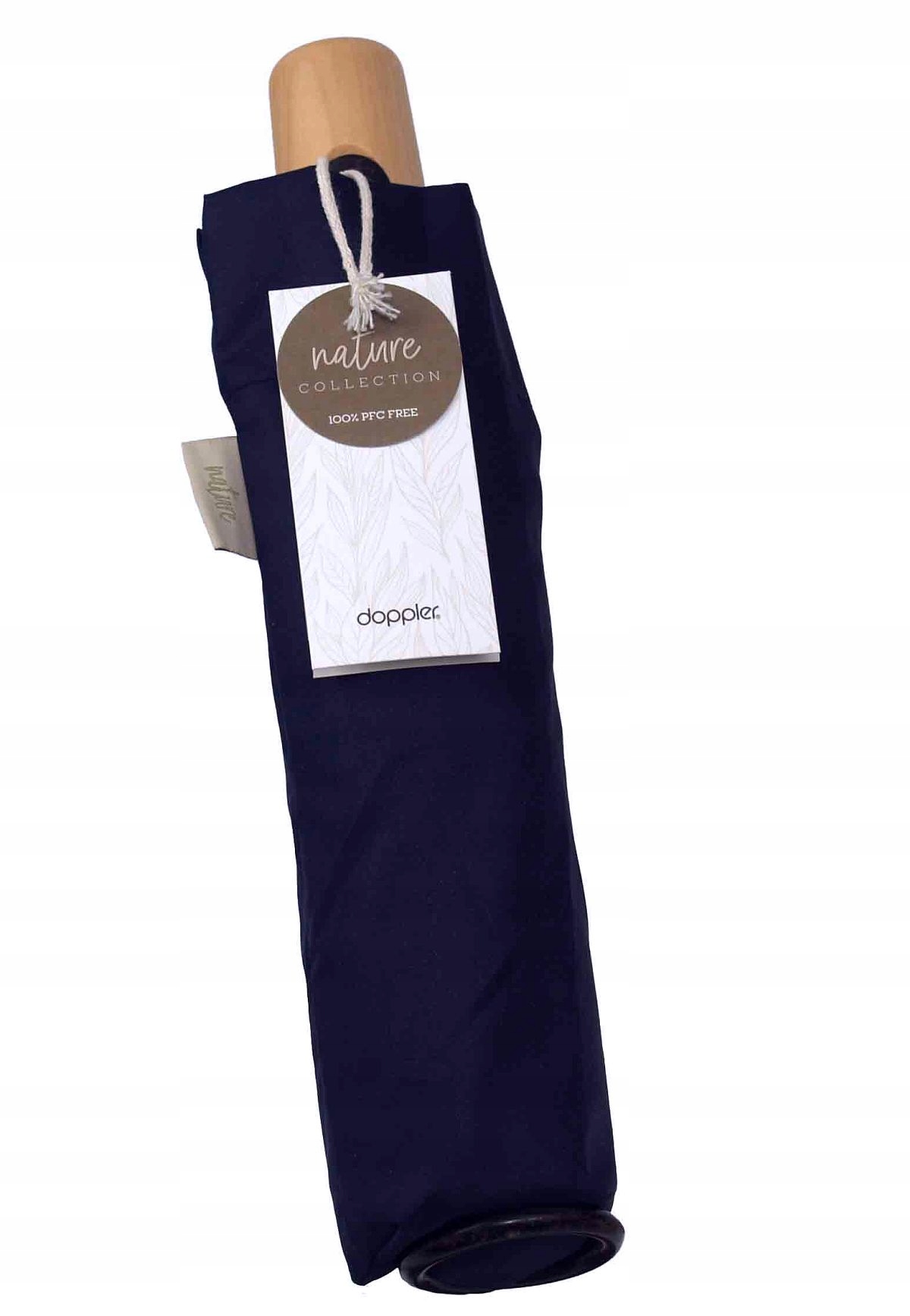 Deštník Doppler Nature plně automatický, tmavě modrá dřevěná rukojeť.