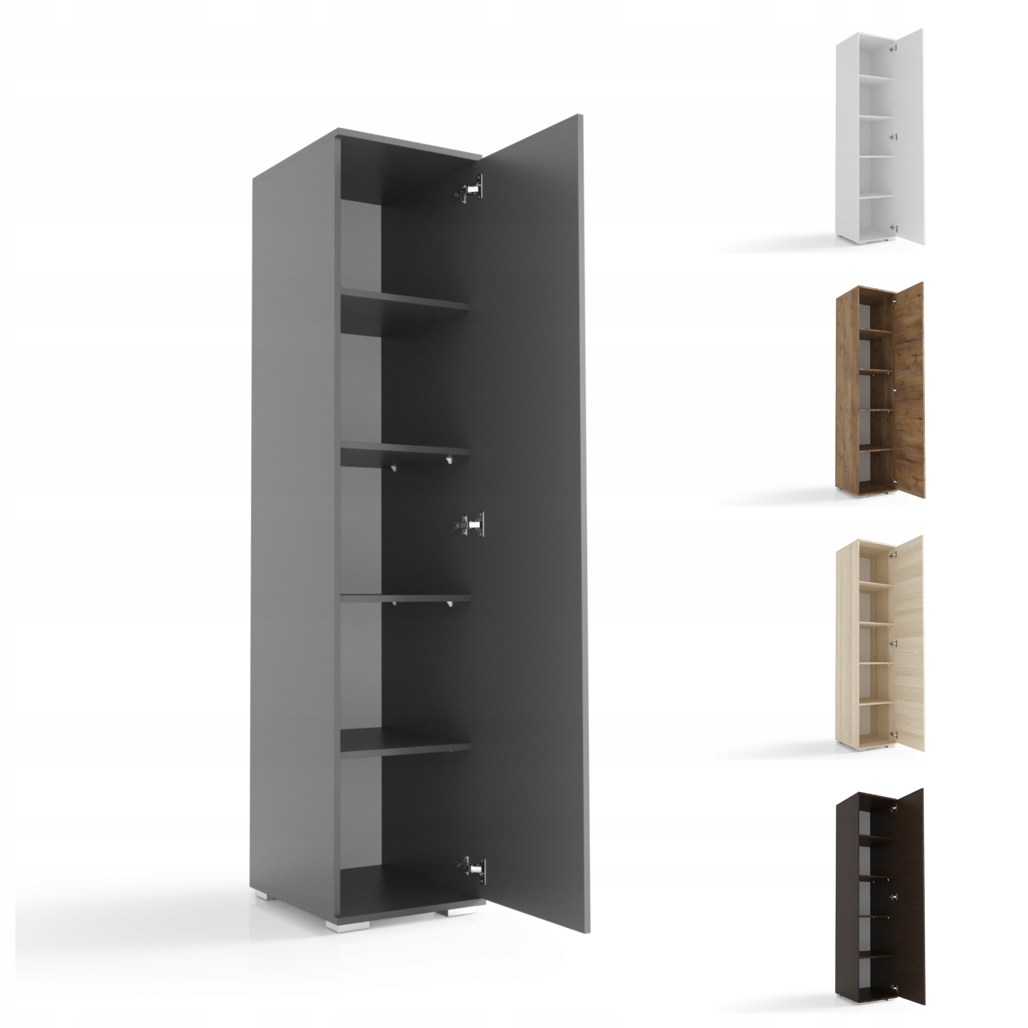 Regál Skříň s policemi 50 cm Grafit VK19P O-sofa Malá 1-dveřová poloskříň