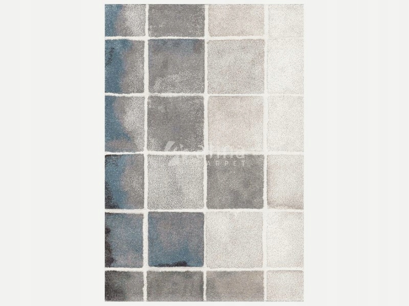 Koberec do obývacího pokoje 160x230 cm, šedo-modrý krémový 3D vzor