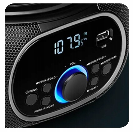 BOOMBOX PRZENOŚNE RADIO FM PLL CD MP3 USB AUX IN WYJŚCIE SŁUCHAWKOWE Szerokość produktu 24 cm