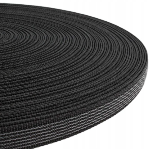 Popruh 3 mm pogumovaná 15 mm Černá 50 Mb.