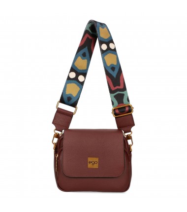 Dámská Kabelka Přes Rameno Ego s klopou, přírodní kůže Bordó