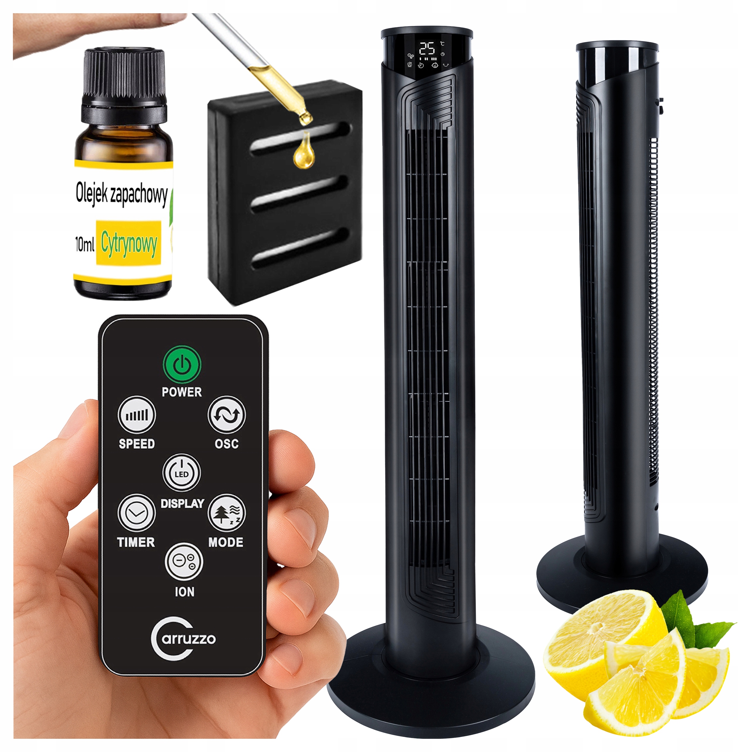 Sloupový Ventilátor Ionizace Větrák Stojící 93 CM Dálkový Ovladač Aroma Box Olej