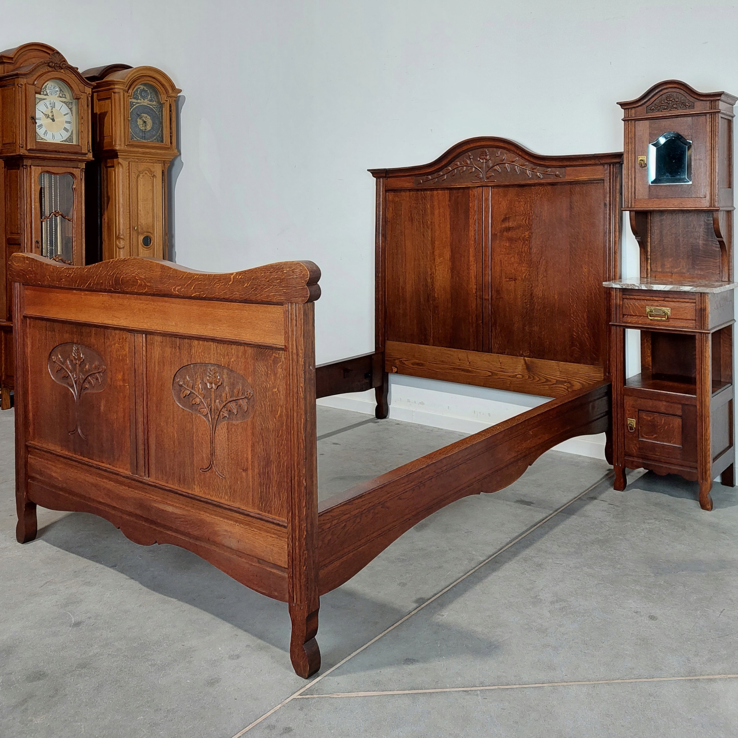 STYLOWE ŁÓŻKO SECESJA 125 DĄB UNIKAT FRANCJA 19 1934r ART DECO