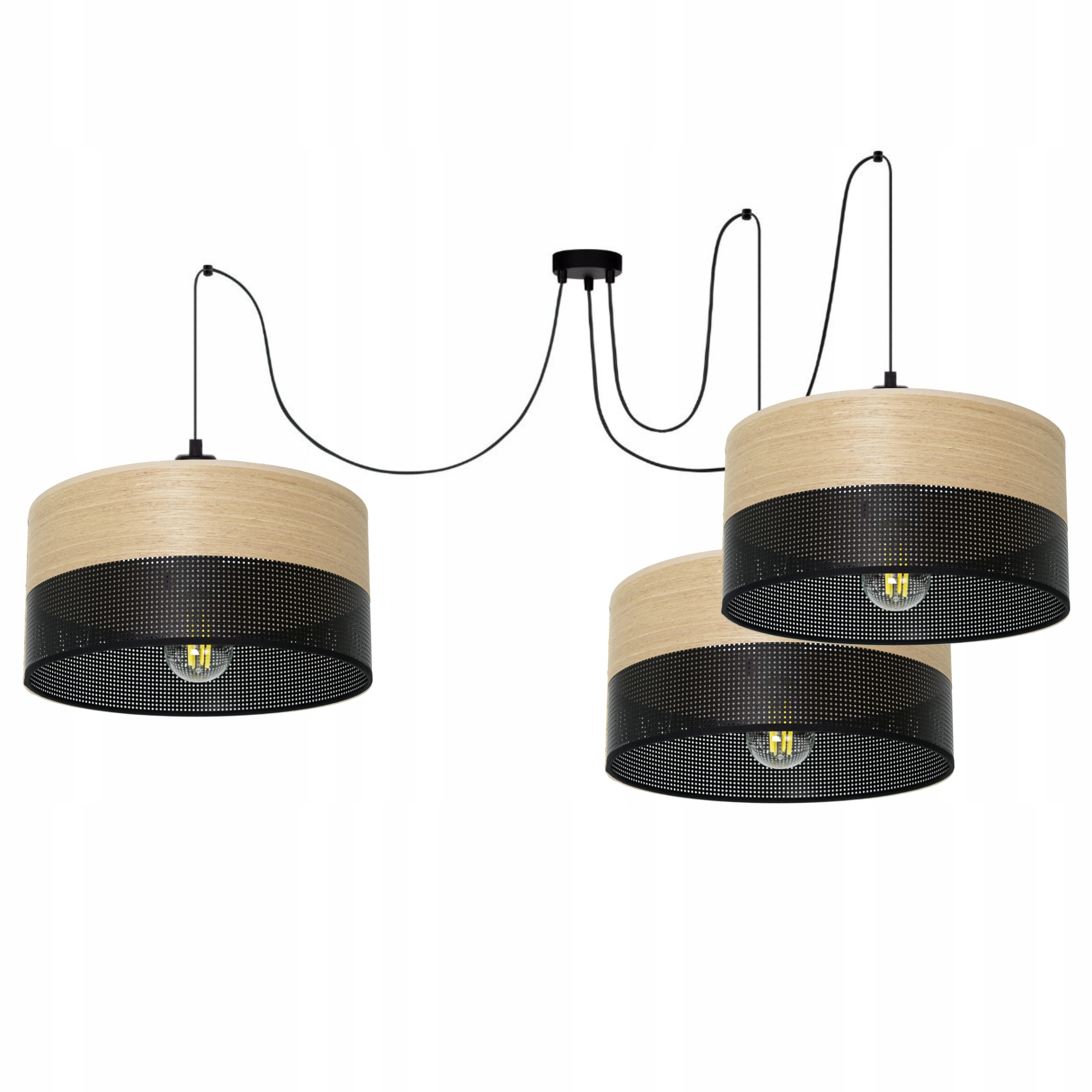 Závesná Lampa Luster Spider Tienidlo S Dierkami Drevo E27 3x30CM