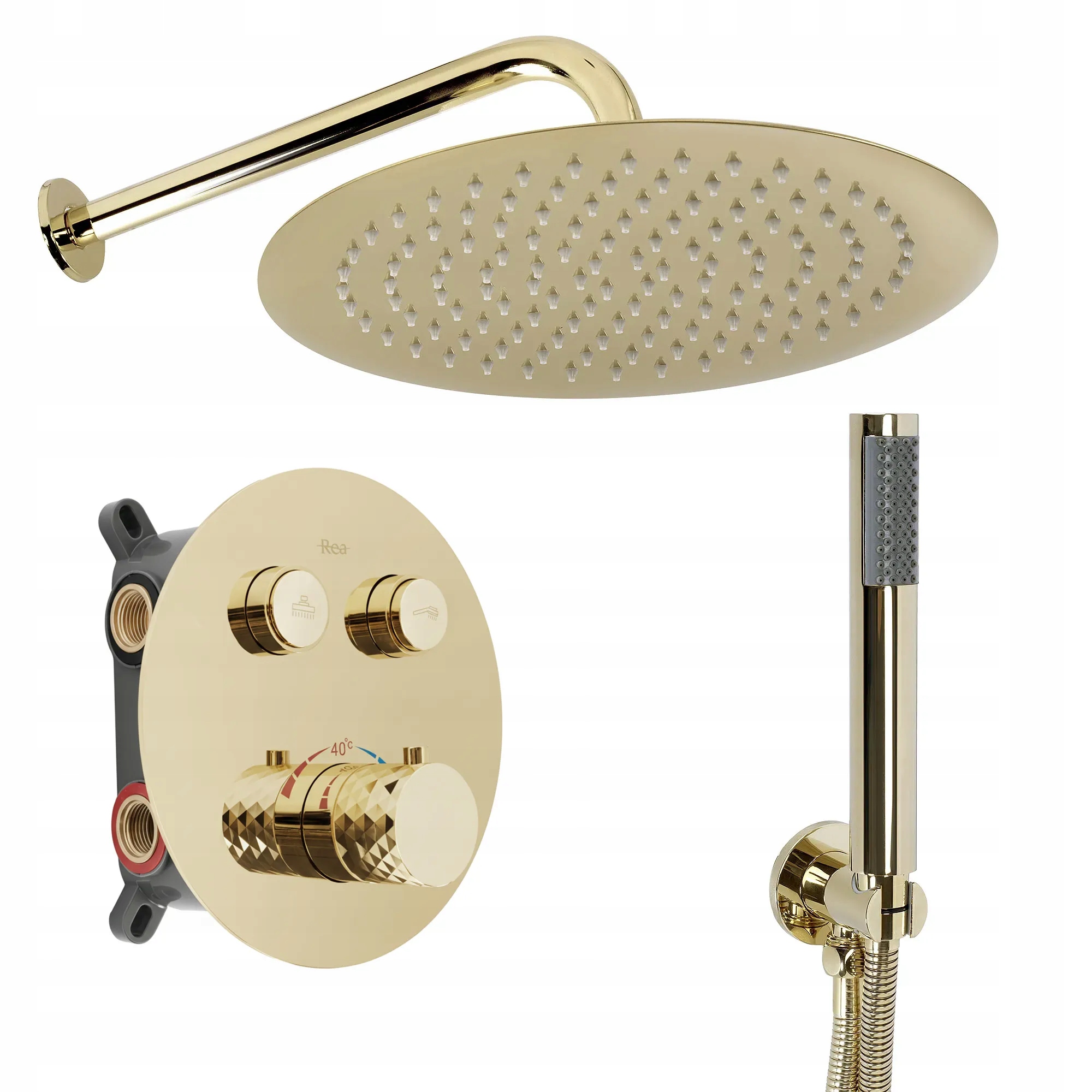 Rea Podomietková Sprchová Súprava Lungo Diamond Zlatý Termostat