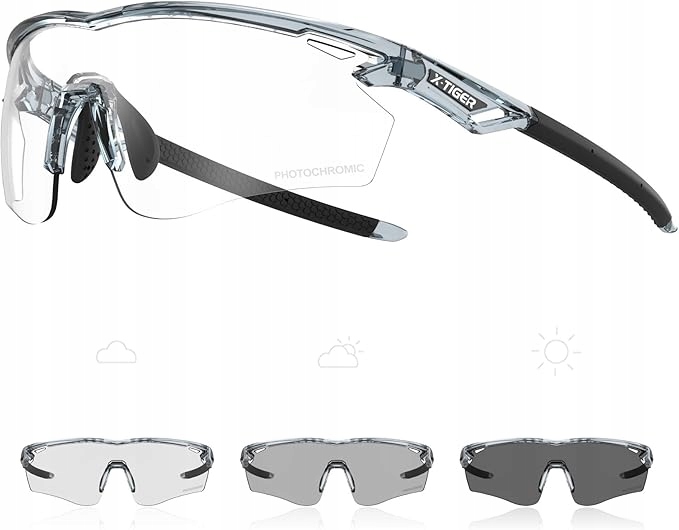X-tiger Fotochromowe okulary rowerowe dla mężczyzn i kobiet, UV400