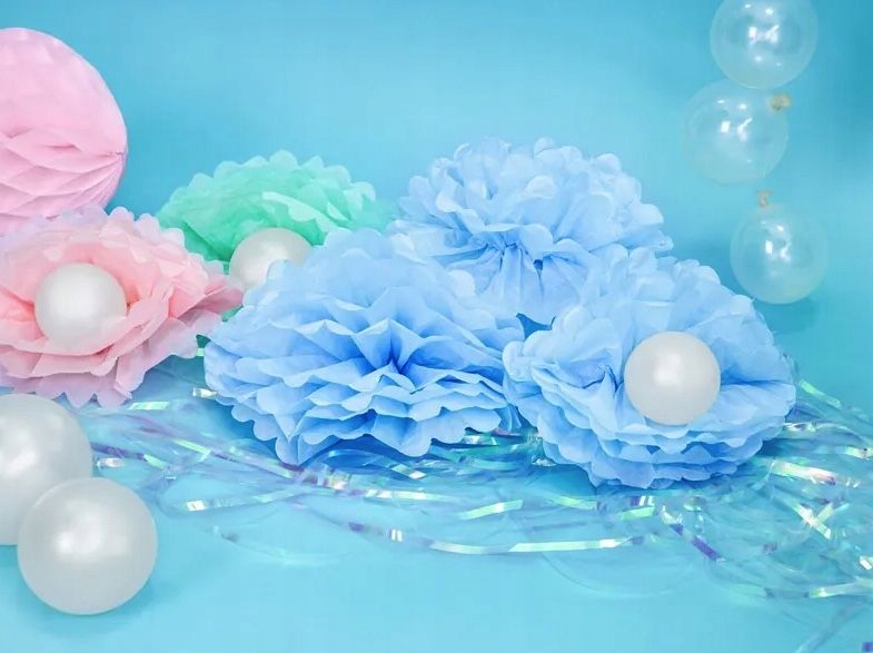 Pompon bibułowy - PartyDeco - jasnoniebieski 25 cm Marka Party Deco