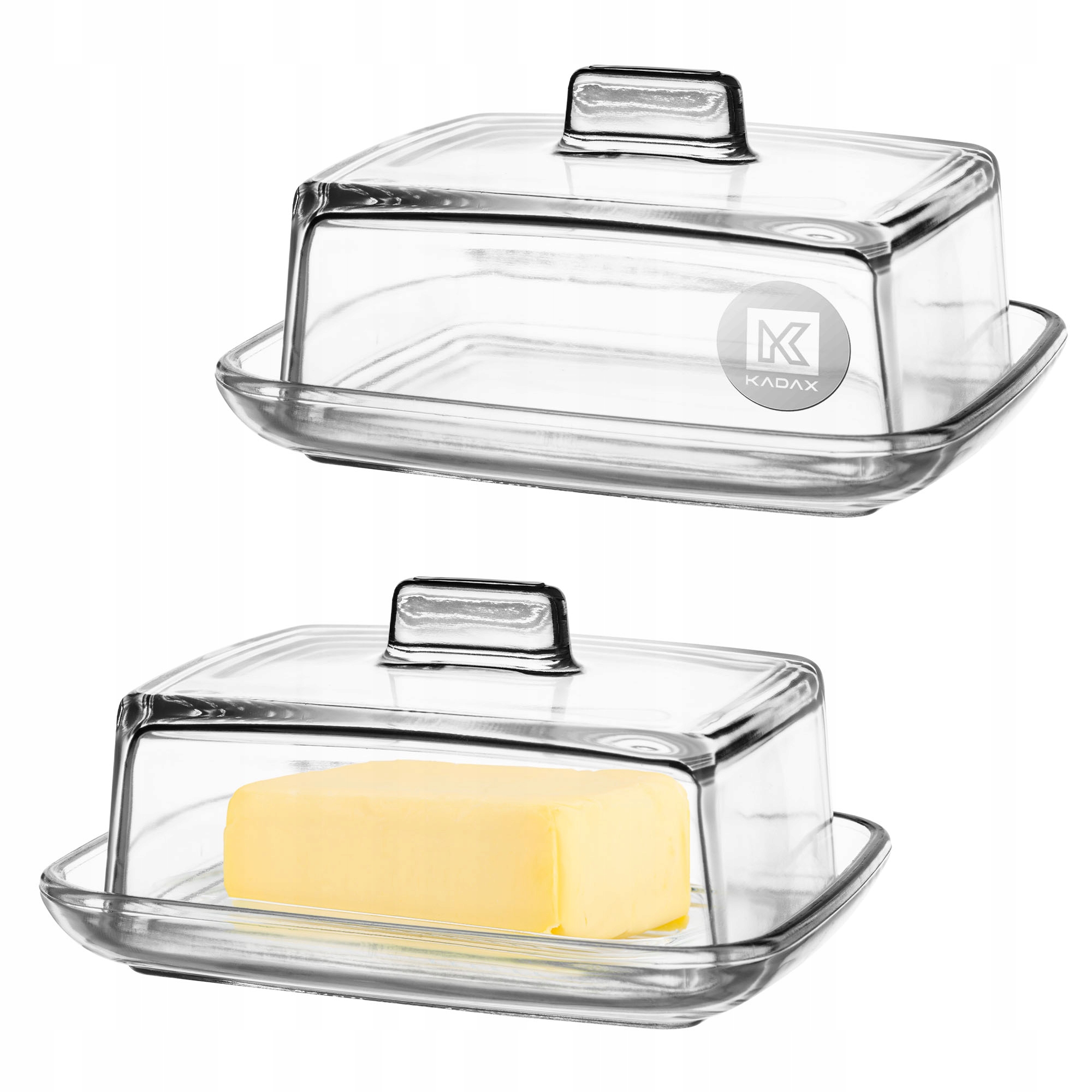MASELNICZKA MASELNICA SZKLANA Z POKRYWĄ 2szt