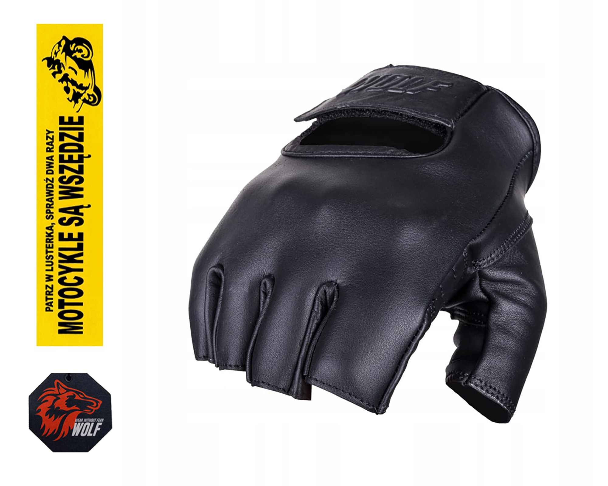 Wolf Skórzane Rękawice Motocyklowe Bez Palców Skóra Seguro Black M Gratisy