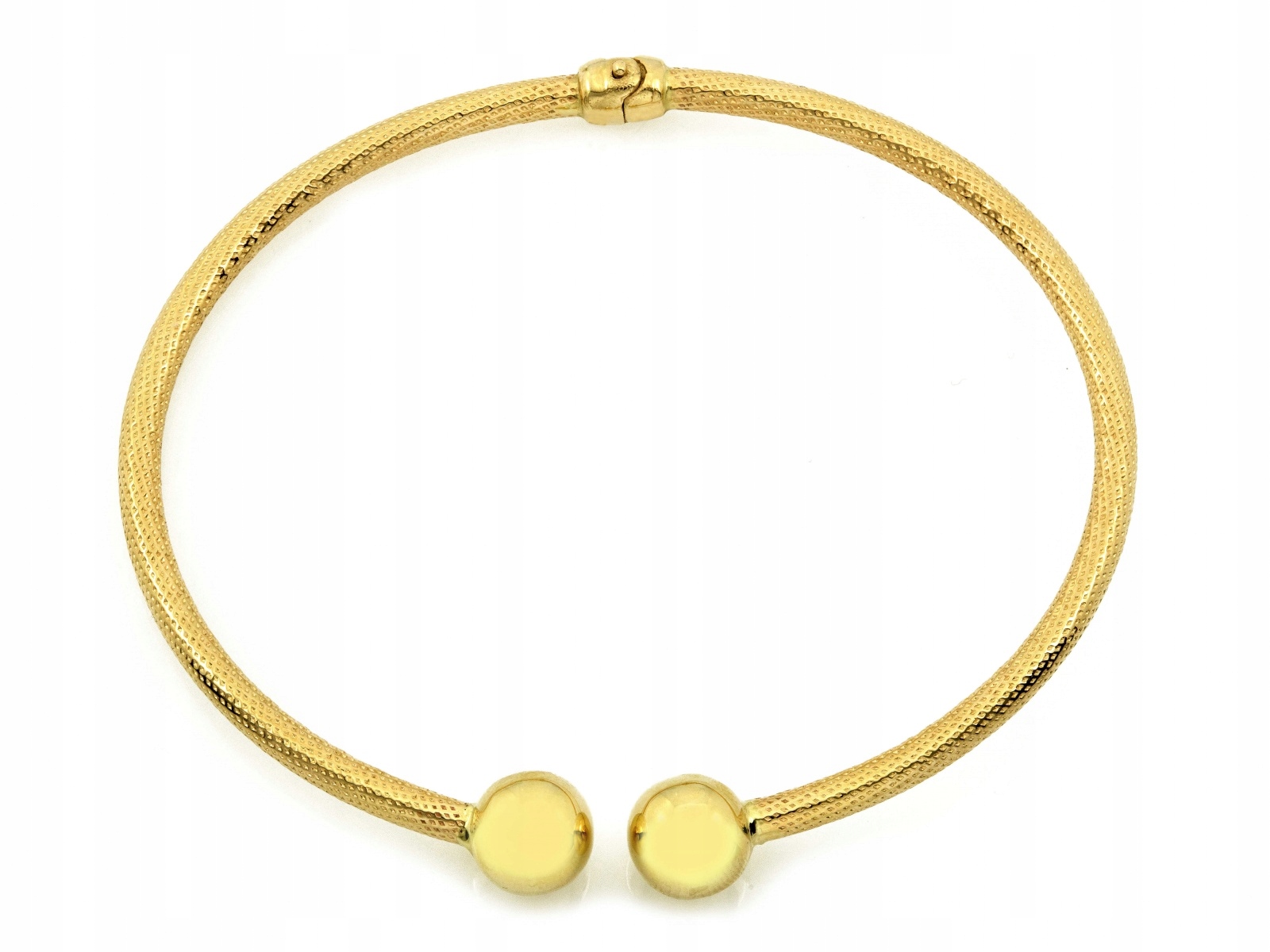 Zlatý pevný náramek 585 bangle s kuličkami 17 cm na Valentýna 4.9 g