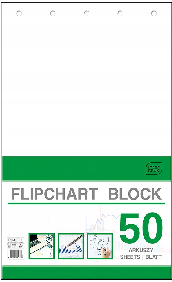Blok do flipchartów Interdruk 100-64cm 50 kart x4 Stan opakowania oryginalne