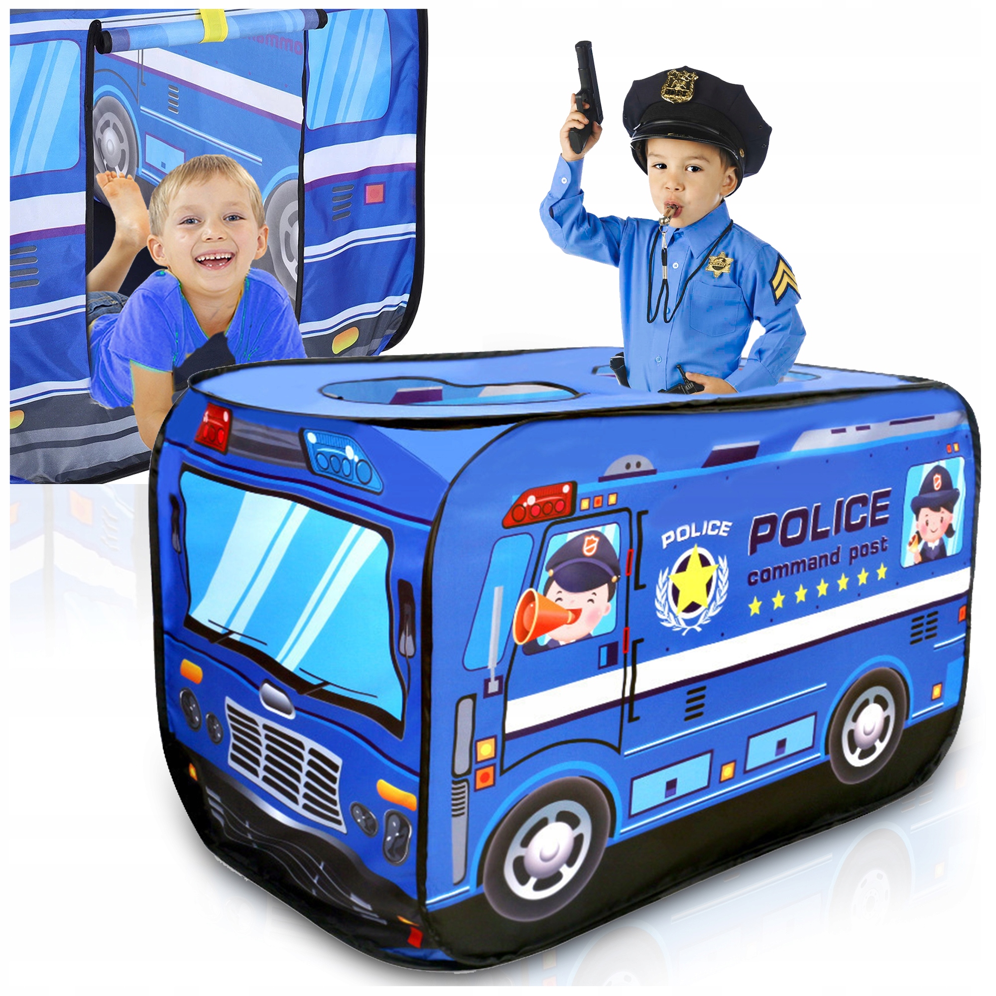 NAMIOT POLICJA DLA DZIECI SKŁADANA RADIOWÓZ POLICYJNY SAMOCHÓD DOMEK + ETUI