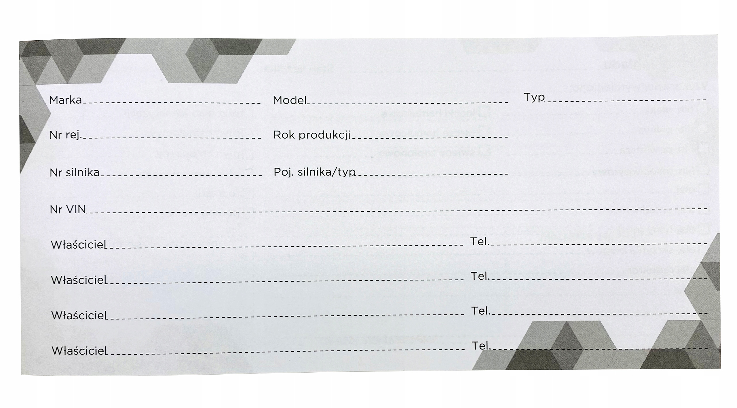 KSIĄŻKA KSIĄŻECZKA SERWISOWA PRZEGLĄDÓW I NAPRAW Tytuł Książka Serwisowa Książeczka Napraw i Przeglądów