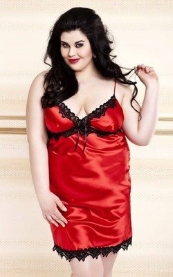 Viola Halka saténová Plus Size dámská DKaren červená
