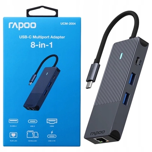 Rapoo ADAPTER USB-C Multiport Adapter 8-in-1 Szary
