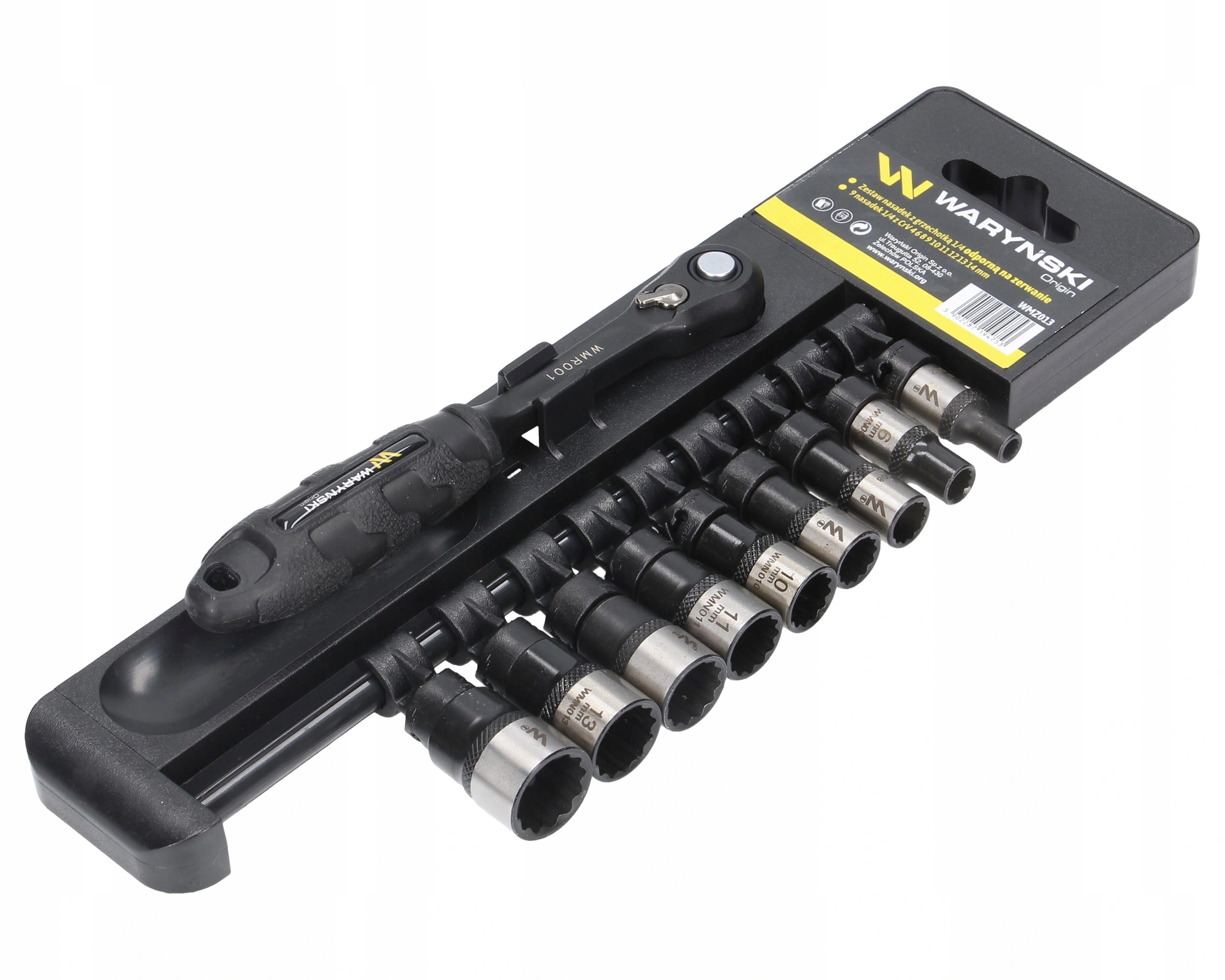 Sada 9 nástavců nástrčných klíčů s 1/4" ráčnou Waryński