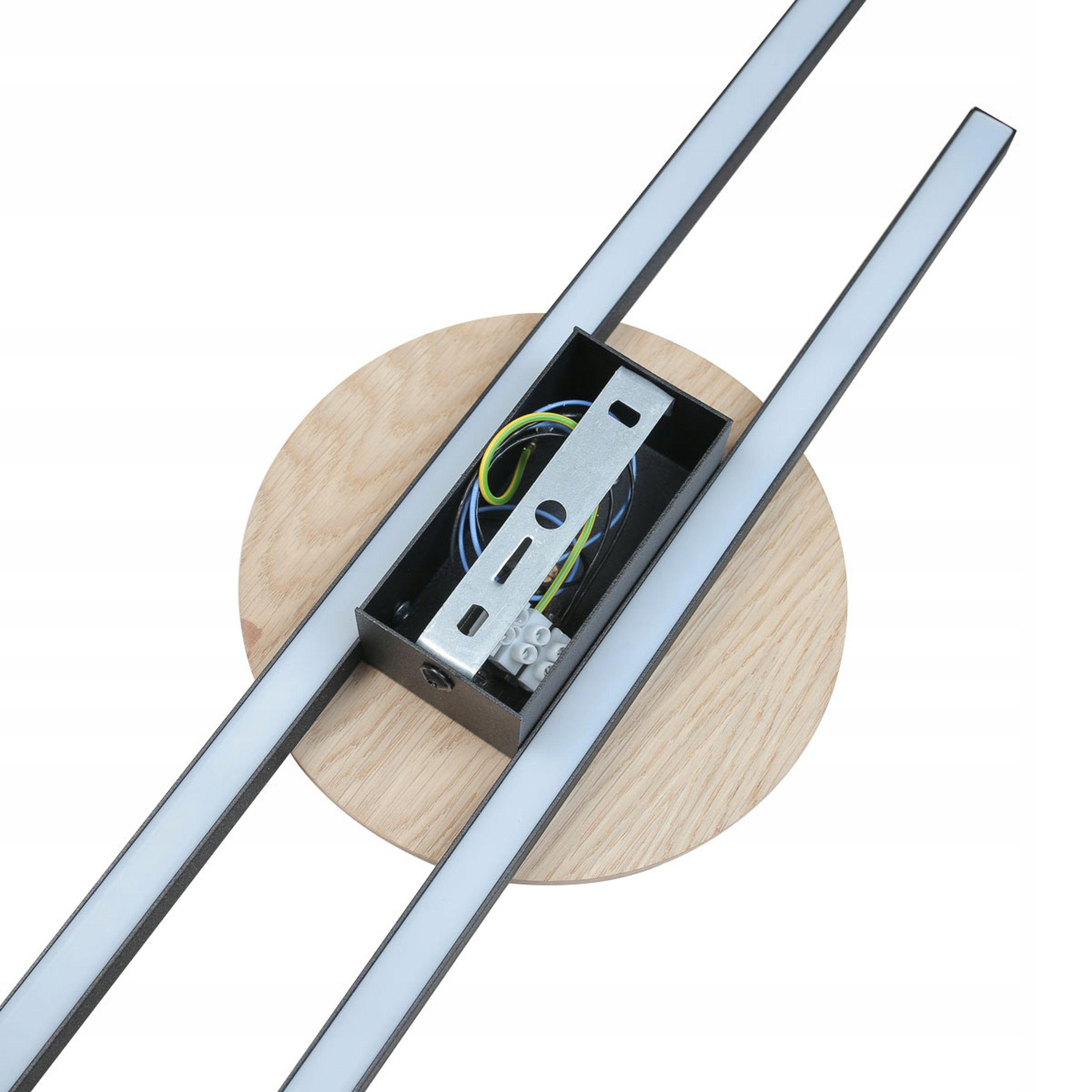 Nástenné svietidlo Java Čierne drevo 2x24W Led moderné do obývačky