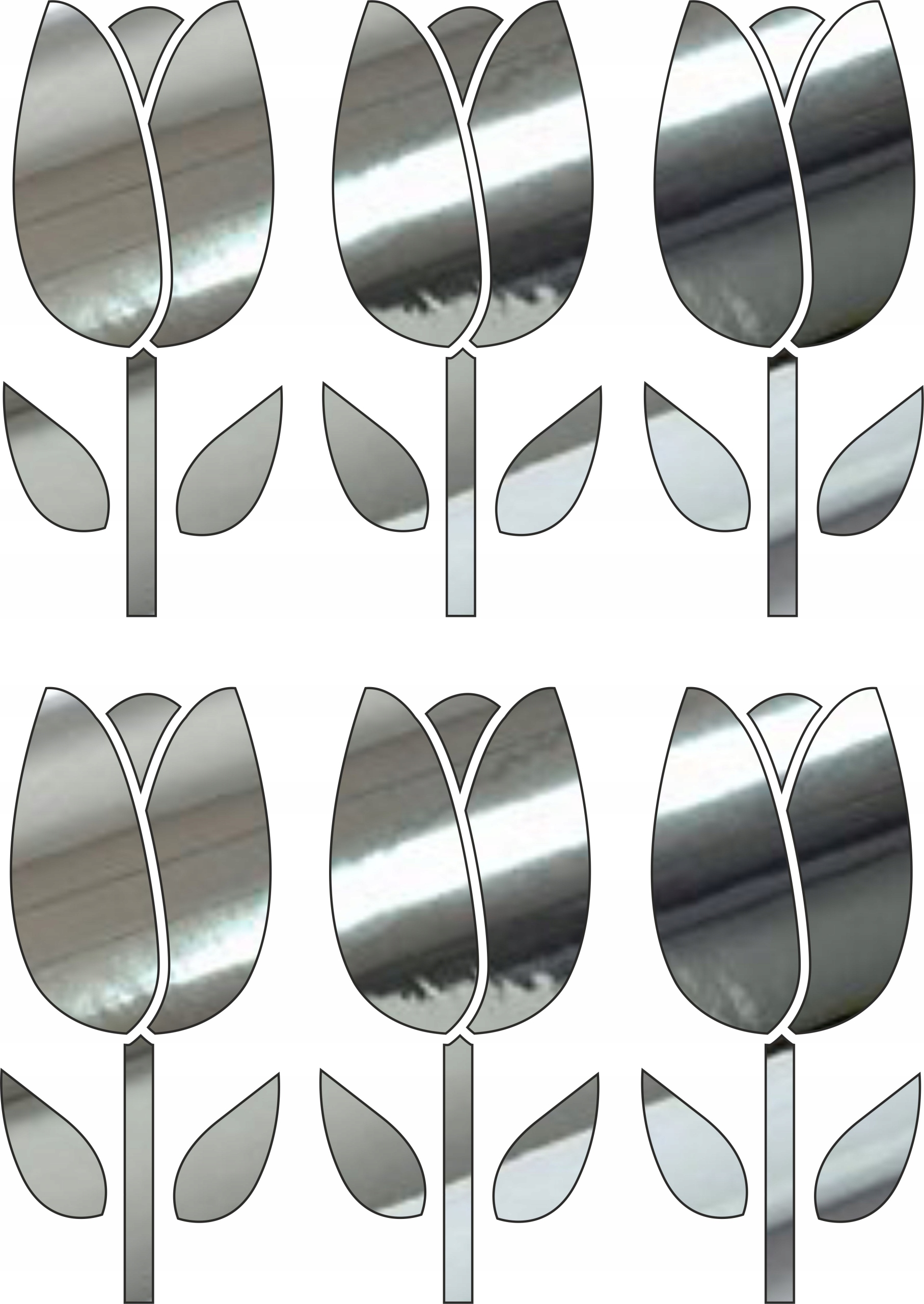 

Tulipany naklejki lustrzane na ścianę decor 6 szt