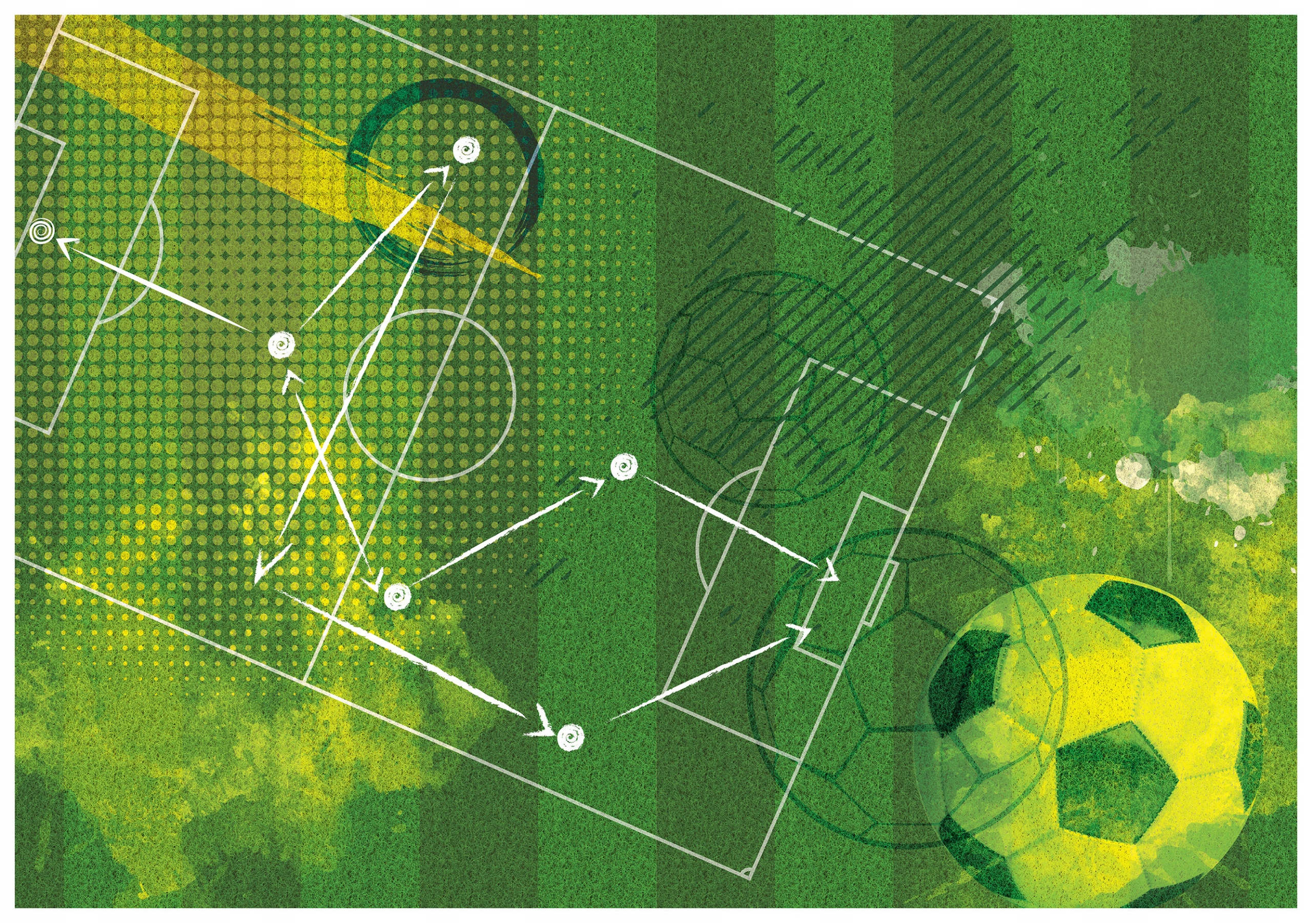 Fototapeta Futbal Dynamika stratégia Zelené čiary 368x280 do izby lepidlo
